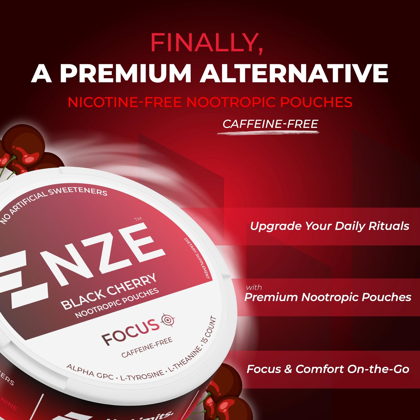 NZE Caffeine Free Nootropic Pouches (Black Cherry) Caplet 5