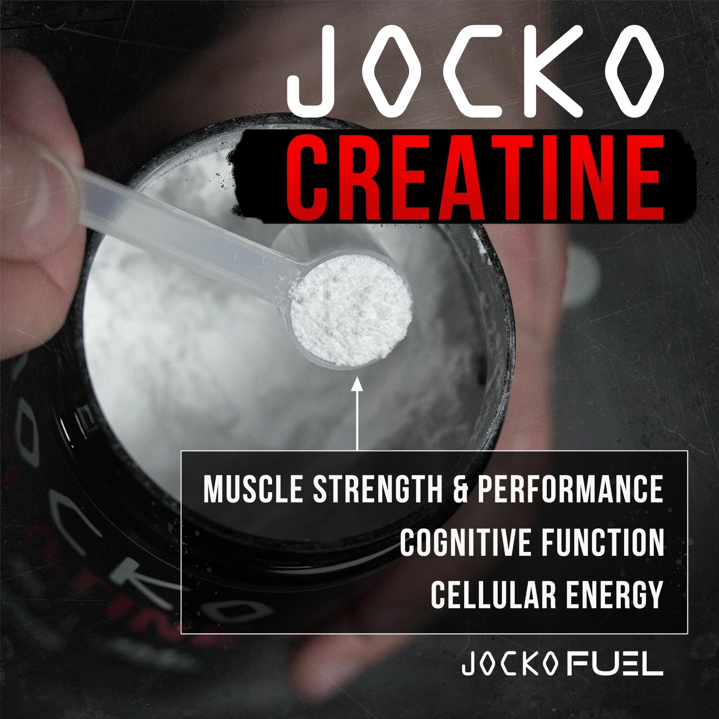 Jocko Fuel Creatine Monohydrate Powder, Unflavored, 450 Grams, 90 Servings