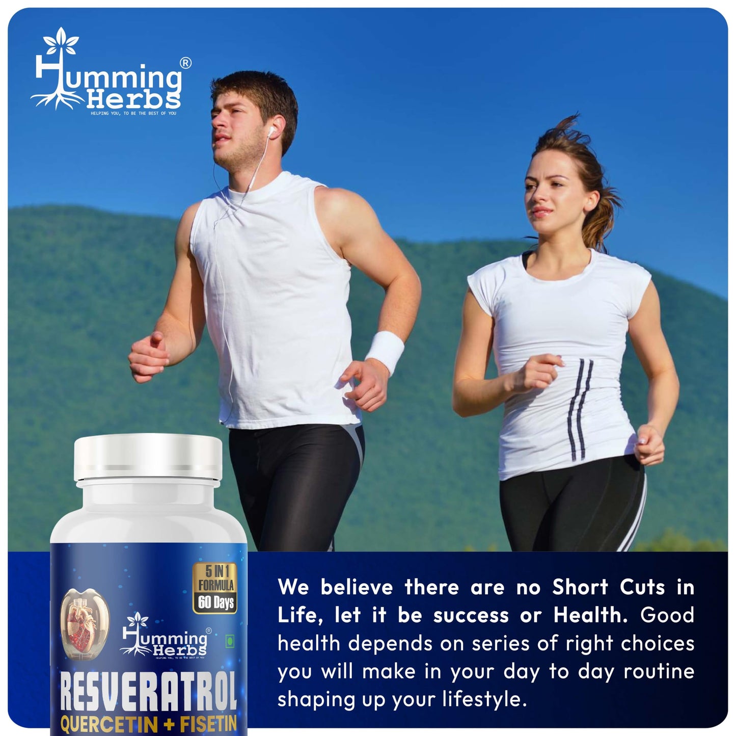 Humming Herbs Resveratrol Supplement with Quercetin, Fisetin, Spermidine & Vitamin D3 120 Capsules