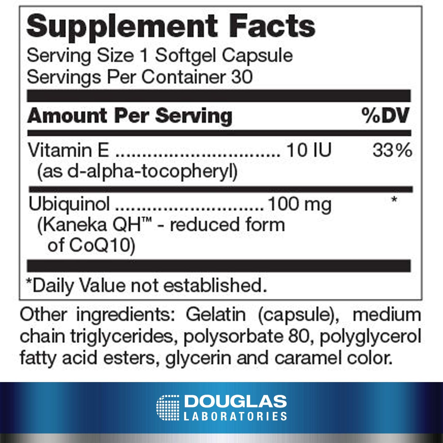 Douglas Laboratories Ubiquinol-QH CoEnzyme Q10 30 Capsules