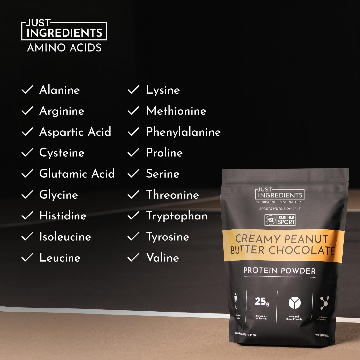 JUST INGREDIENTS Creamy Peanut Butter Chocolate Protein Powder, 25 Servings