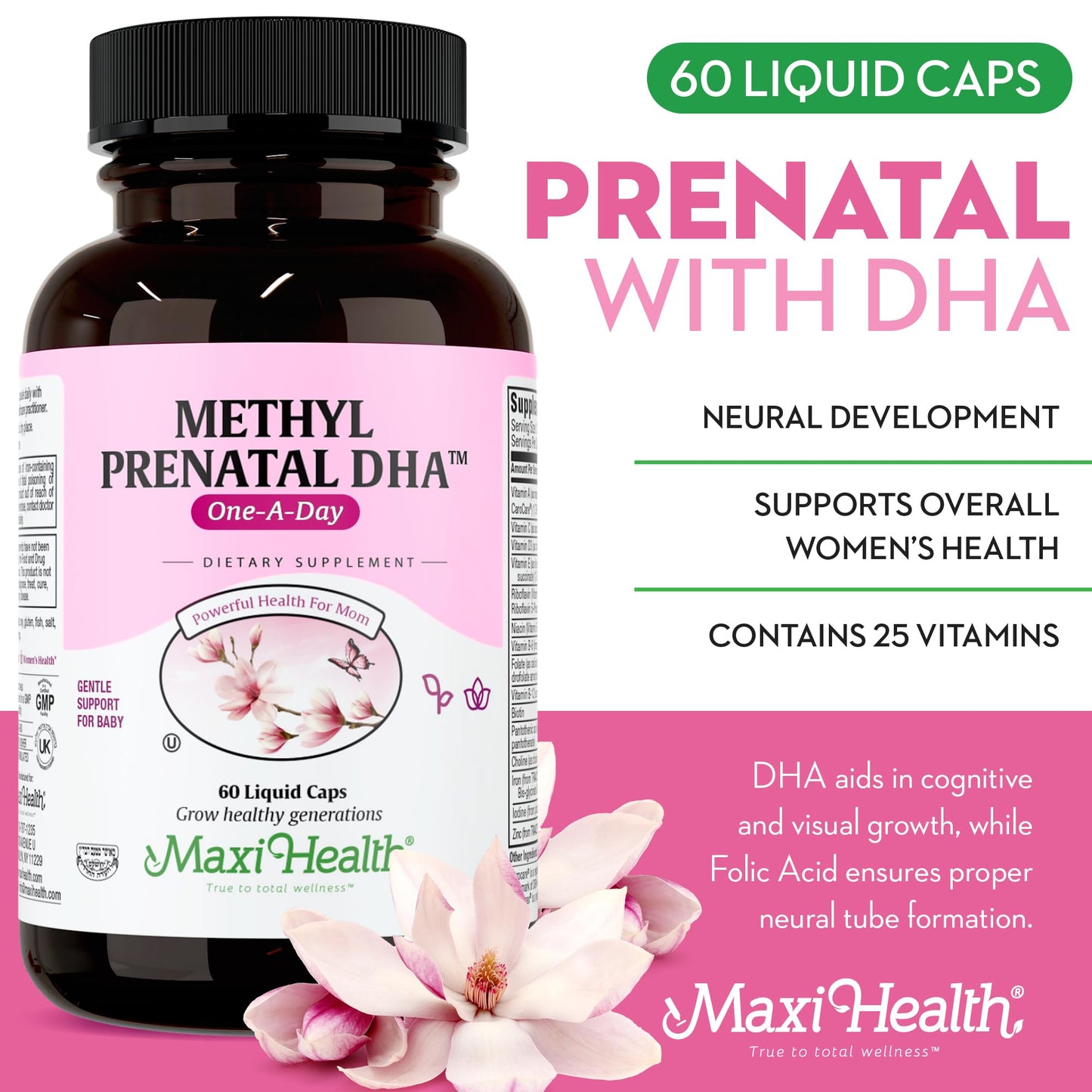 Maxi Health Methyl Prenatal DHA Prenatal Vitamins Capsules 60