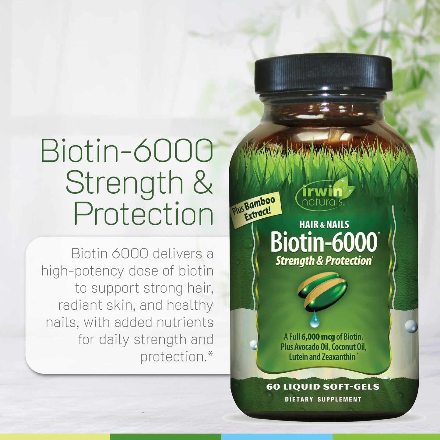 Irwin Naturals Biotin-6000 Hair Skin & Nail Support Formula Softgels 60