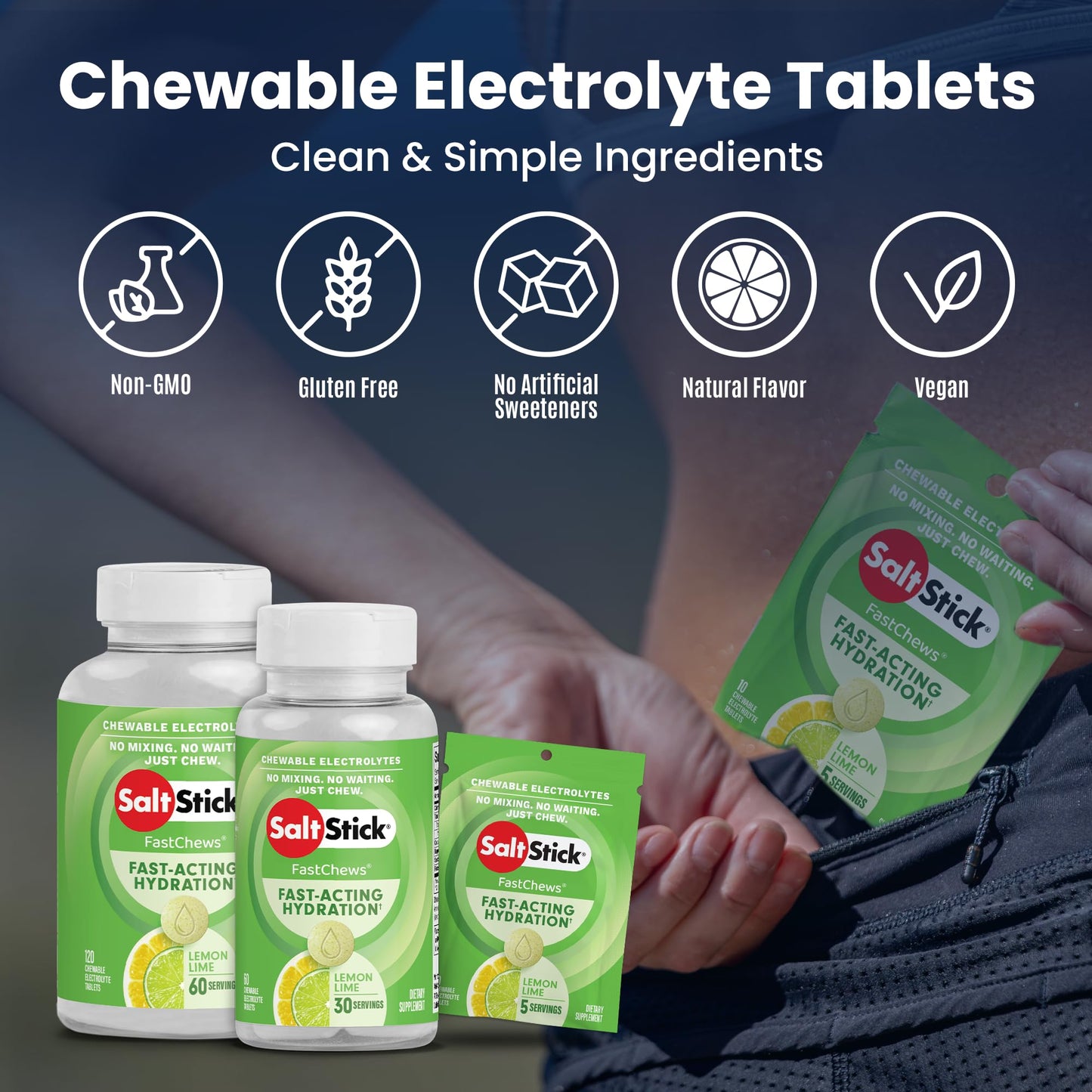 SaltStick Electrolyte FastChews Chewable Tablets 120 Count