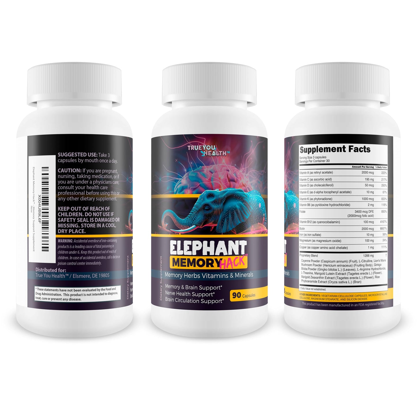True You Health Elephant Memory Hack Capsule 90 Count