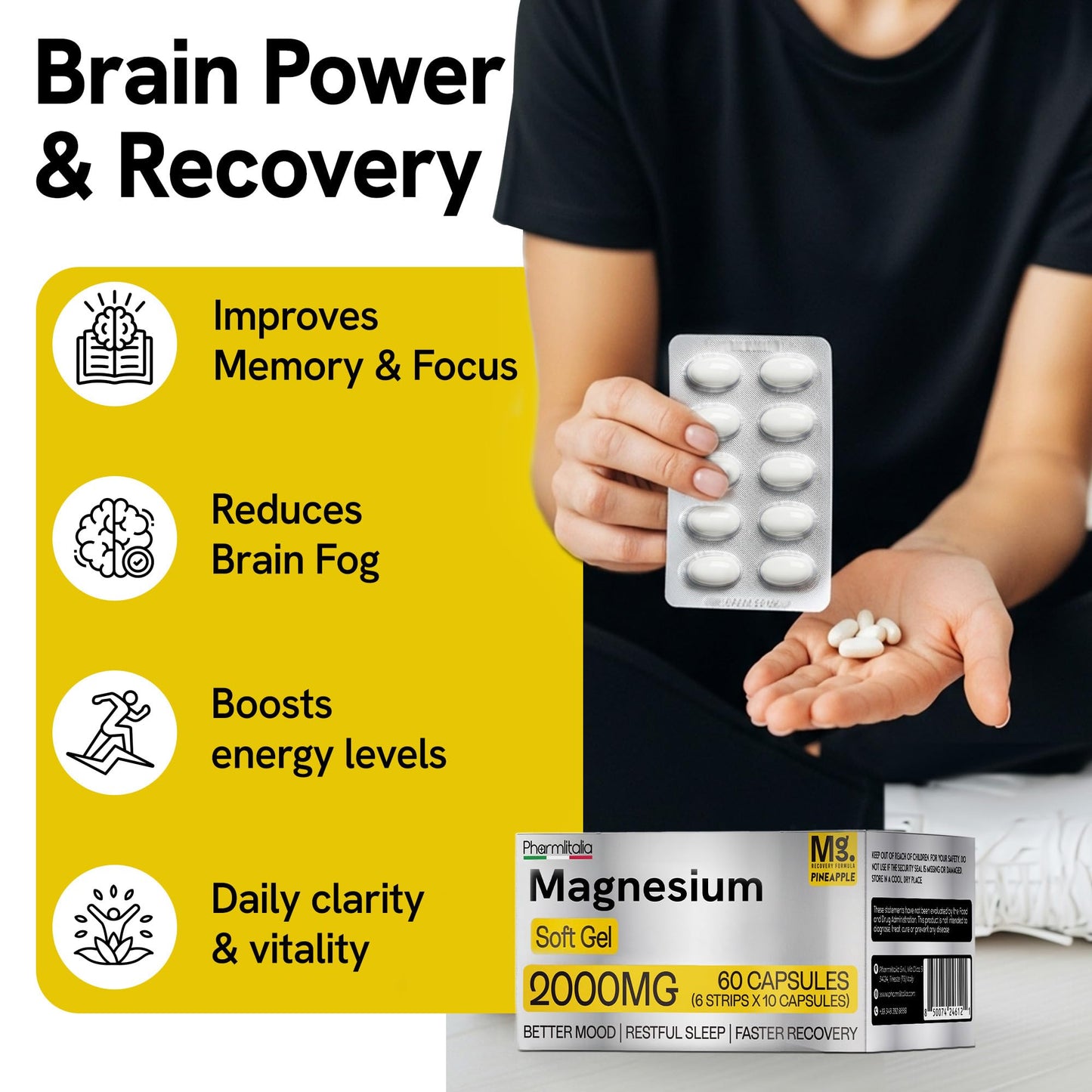 Pharmlitalia Magnesium Supplement Softgels 60 Count