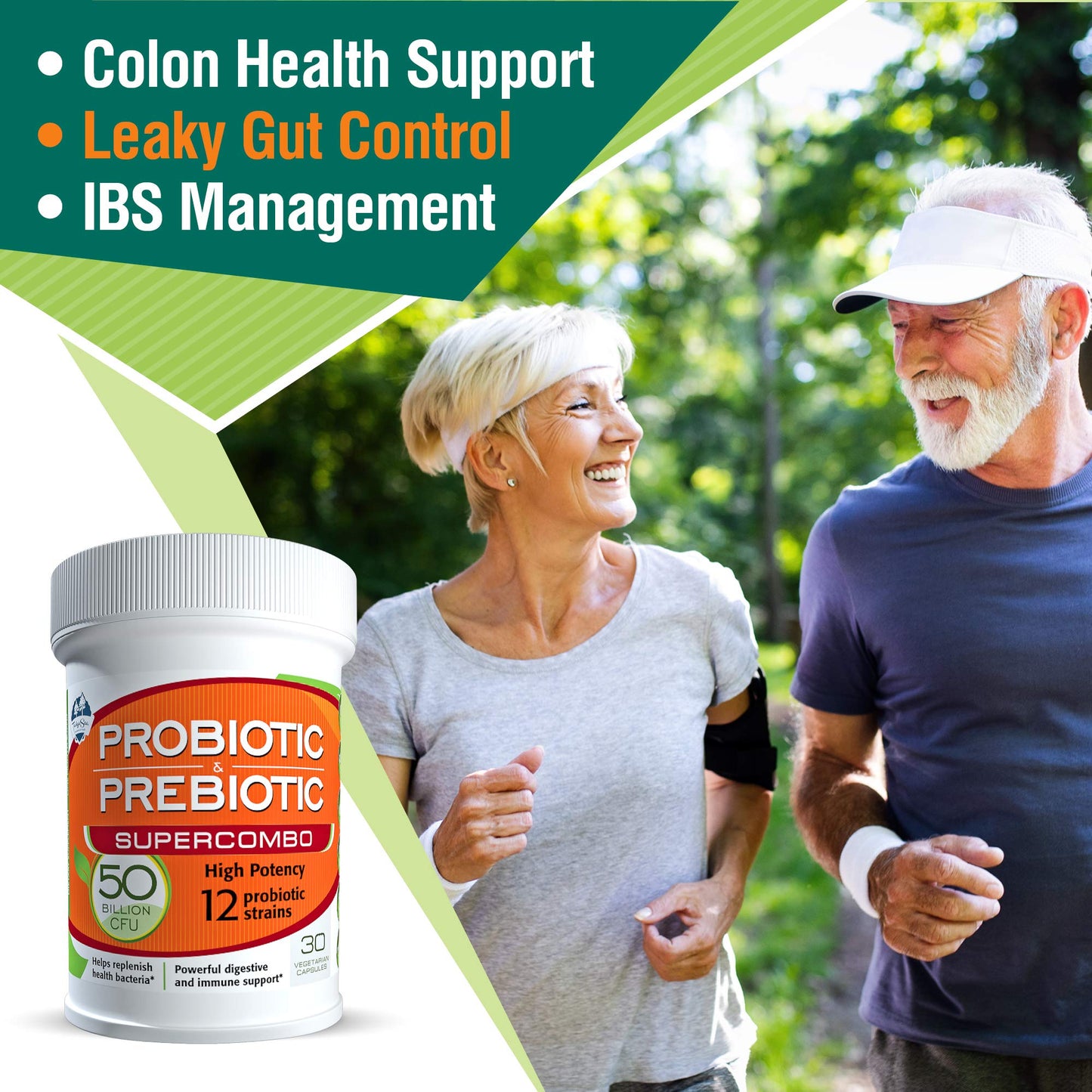 TAIGASEA 50 Billion CFU Prebiotic and Probiotic Supplement for Women and Men, 12 Strains for Daily Immune Support and Digestive Health, 30 Capsules