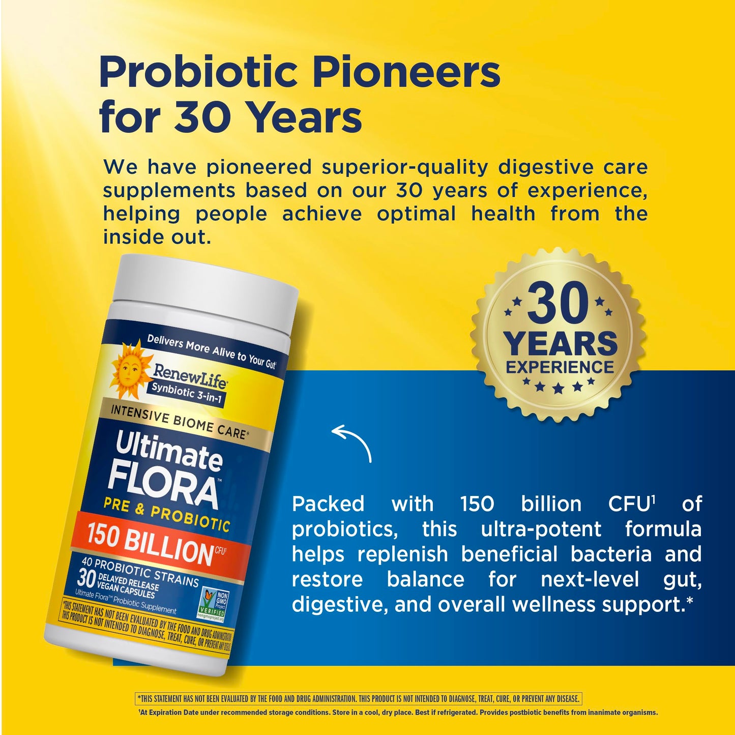 Renew Life Ultimate Flora Probiotic 150 Billion CFU Capsule, 30 Count