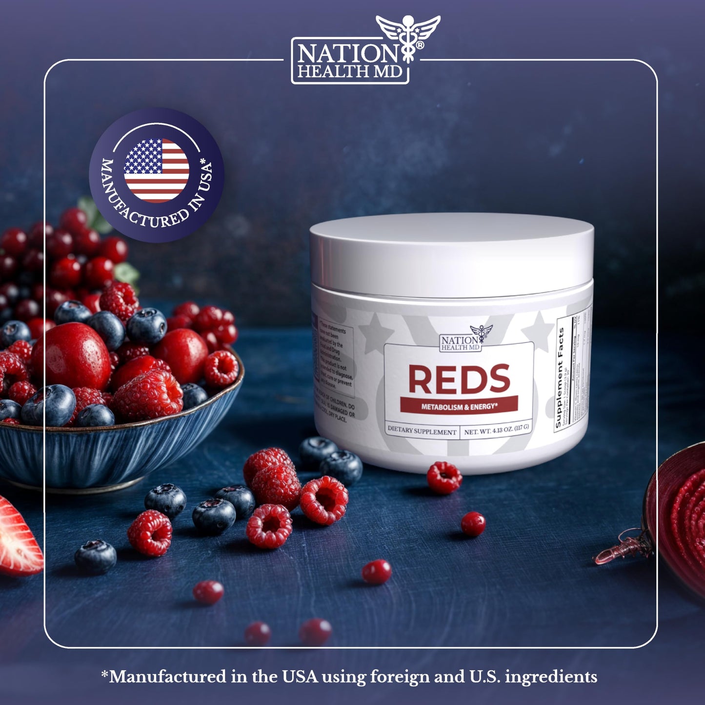 NATION HEALTH MD Reds Superfoods Powder 4.13 Ounce