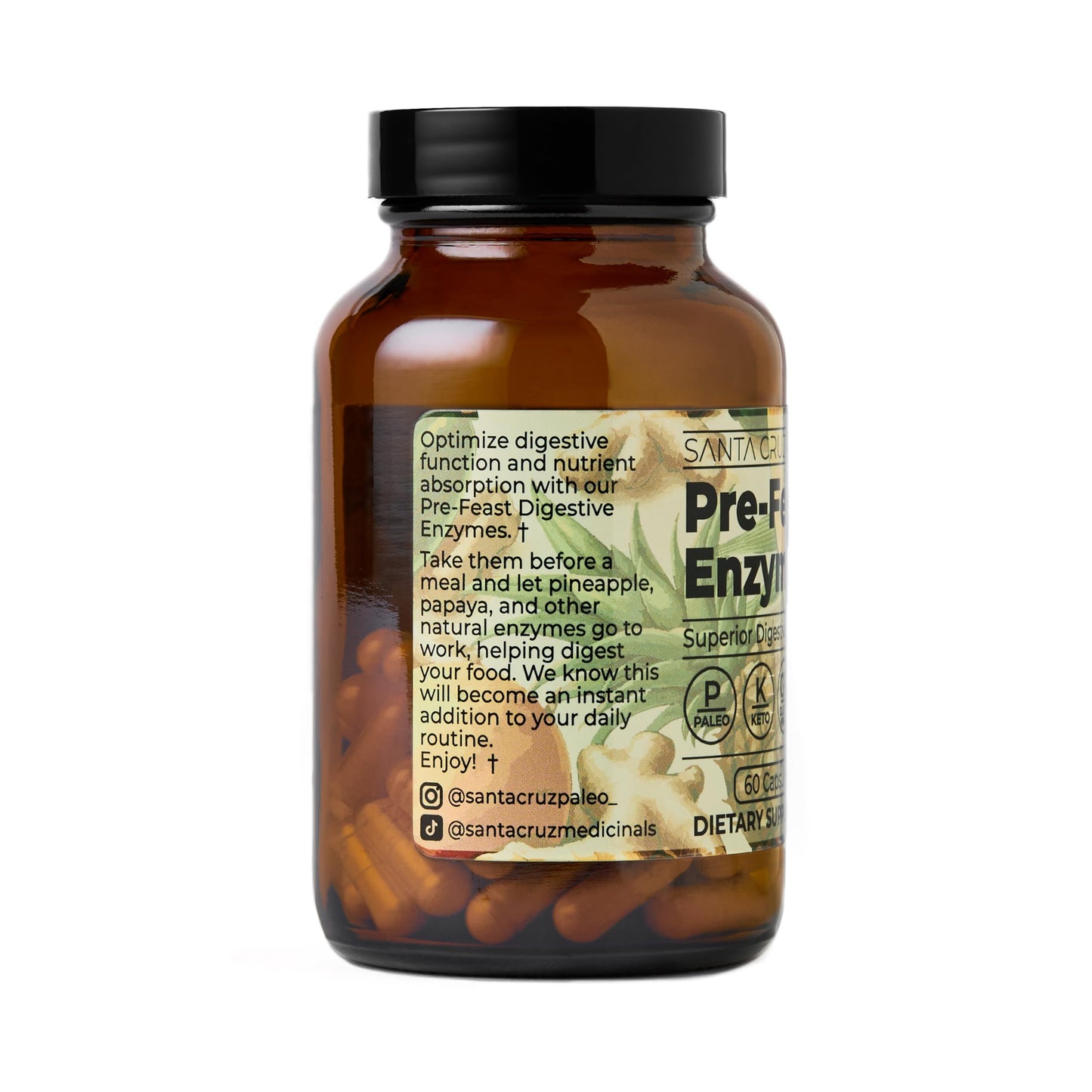 Santa Cruz Paleo Pre-Feast Digestive Enzymes Supplement Capsules, 60 Capsules