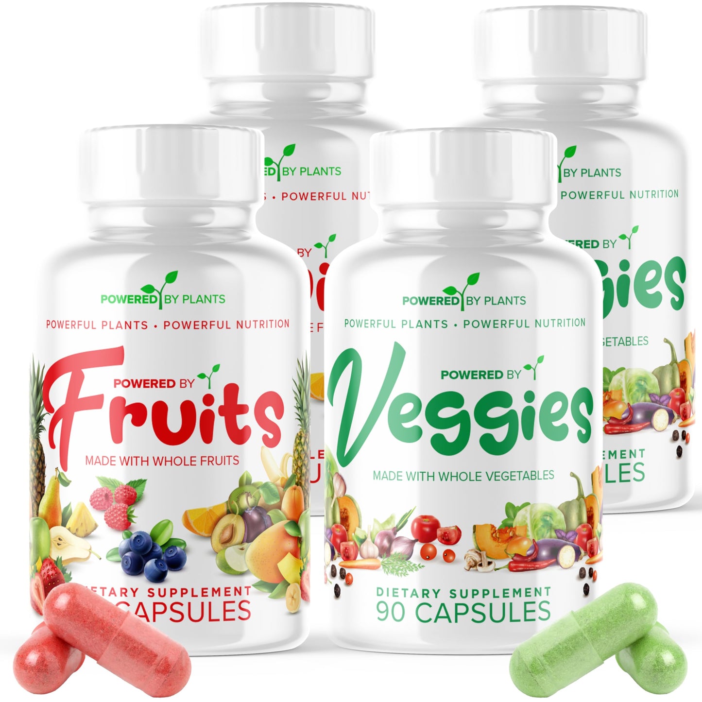 POWERED X PLANTS Daily Fruits and Veggies Supplement 360 Capsules