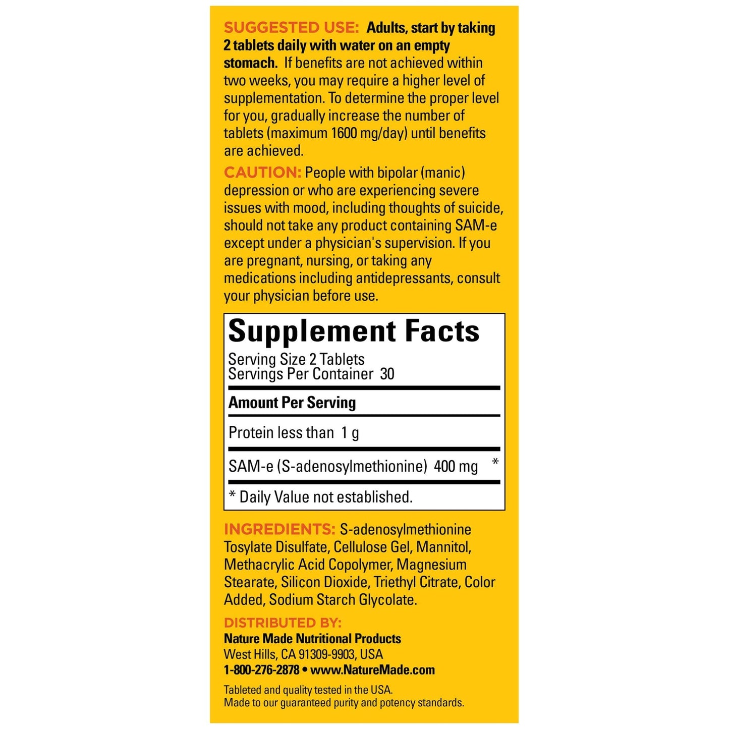 Nature Made SAM-e Complete 200 mg Tablets, 60 Count