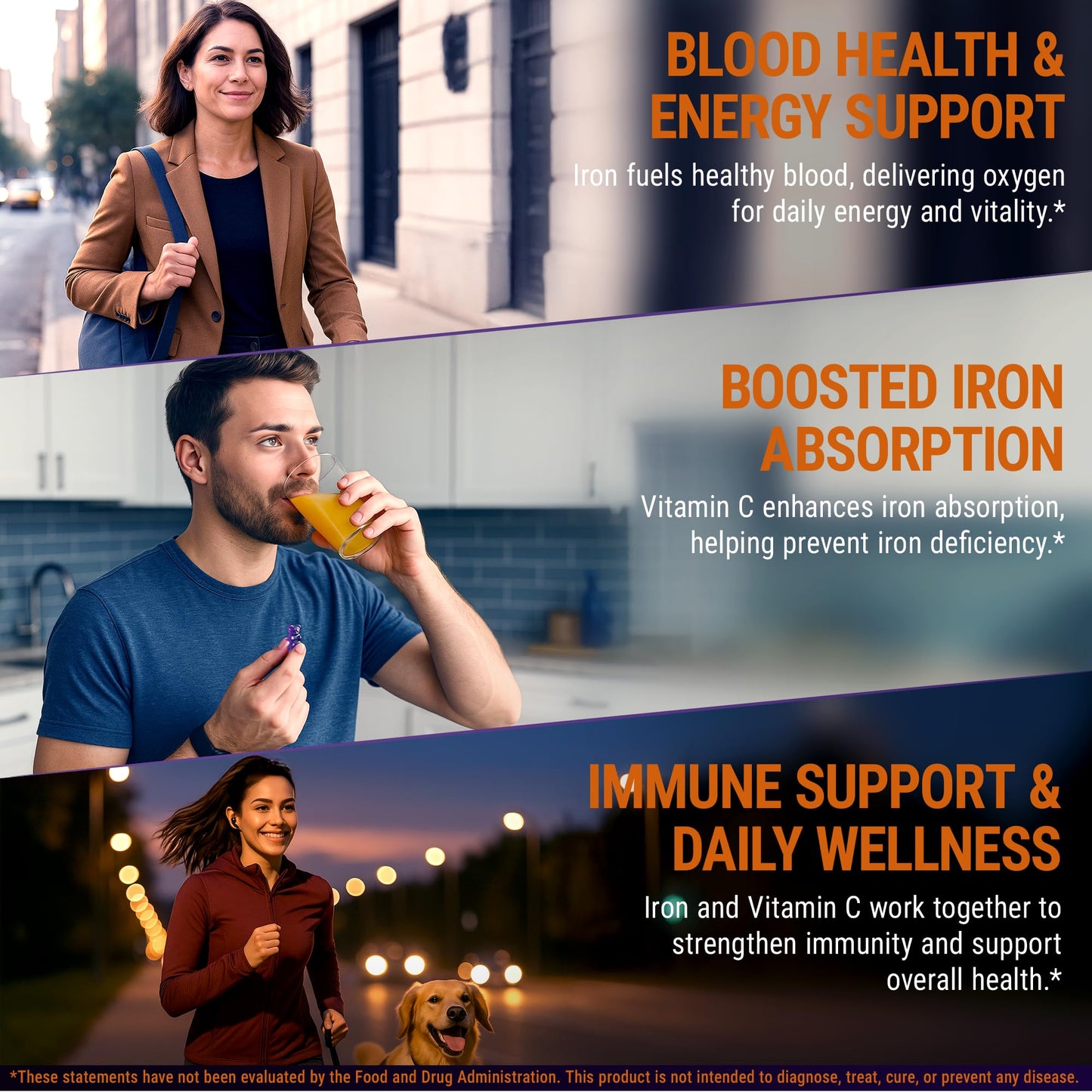 New Elements Iron Gummies 40mg with Vitamin C 100mg Gummy, 60 Count