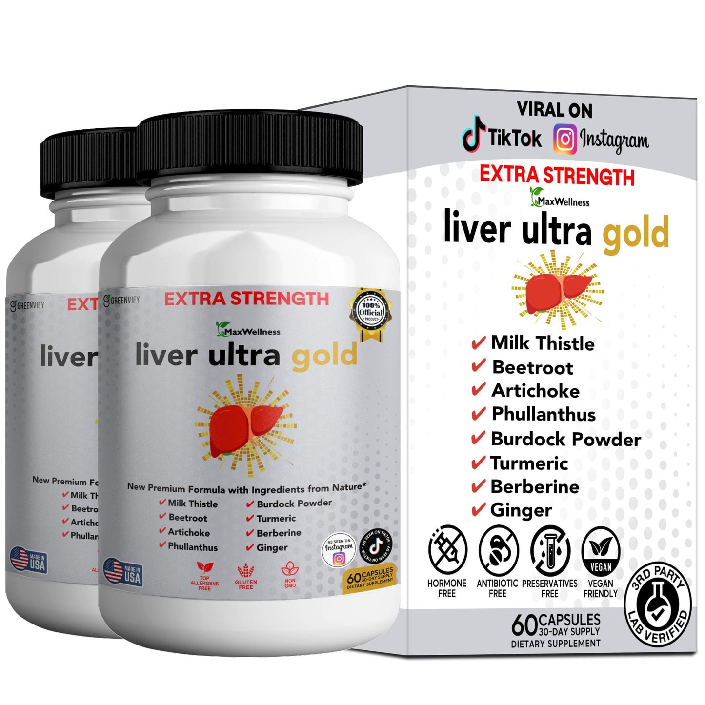 GREENVIFY Liver Ultra Gold Extra Strength Supplement Capsule 120 Count