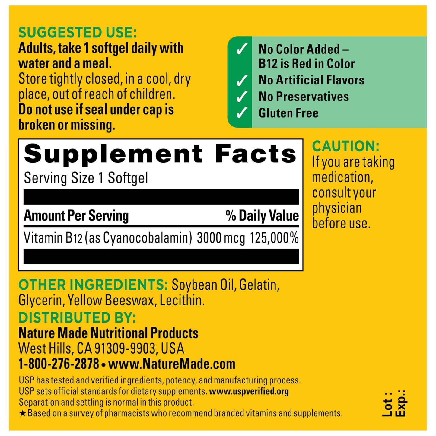 Nature Made Vitamin B12 Extra Strength 3000 mcg Softgels 60 Count