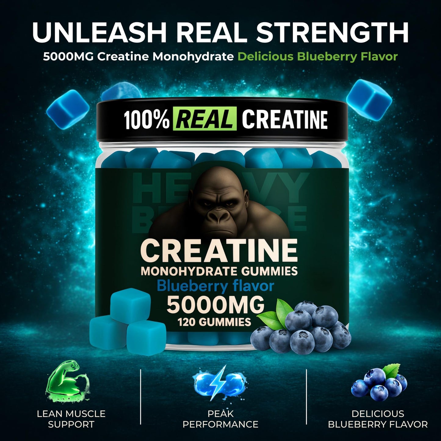 Heavy Balance Creatine Monohydrate Gummies Sugar Free 120