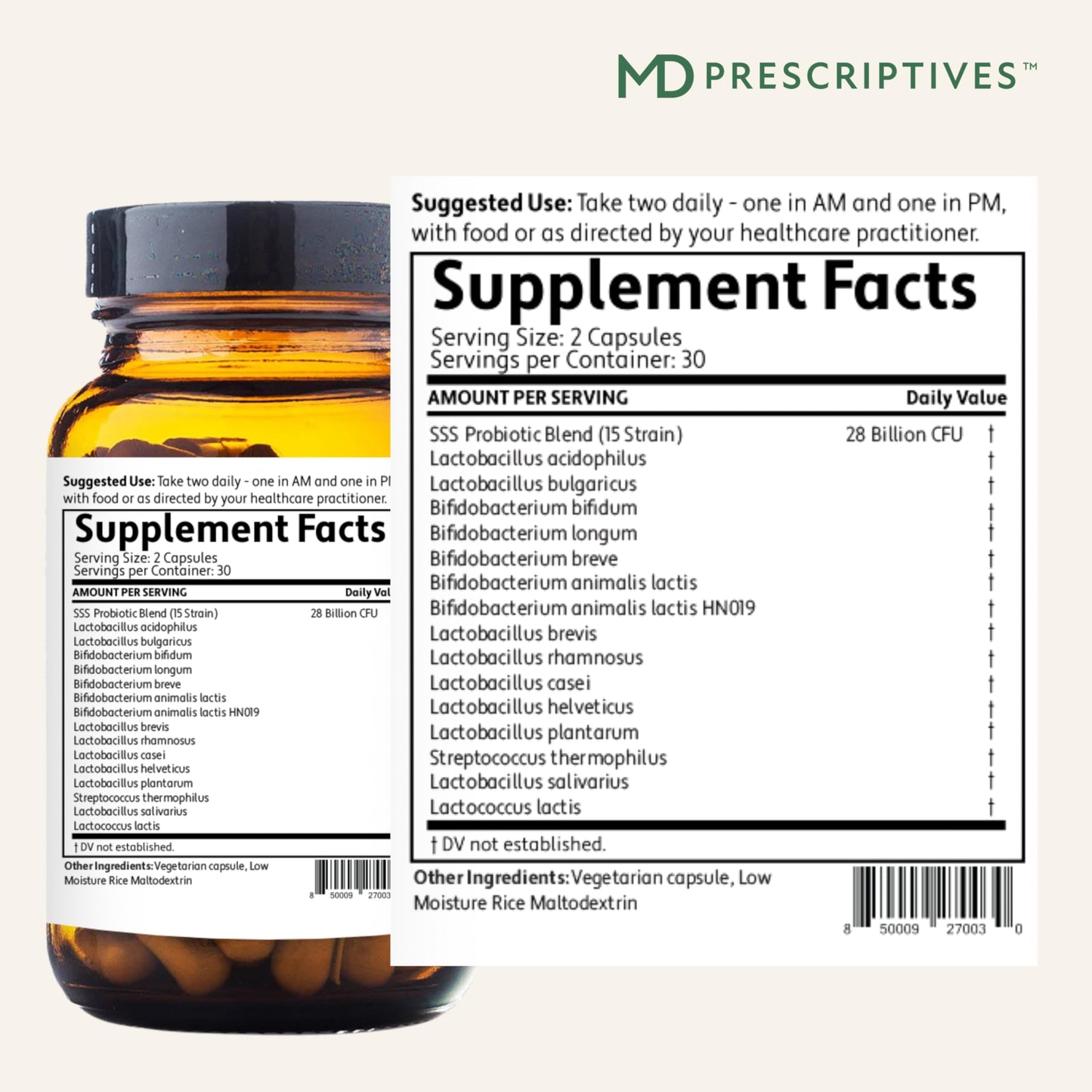 MD Prescriptives PureBiotic Probiotic Dietary Supplement for Digestive & Gut Health 60 Capsules
