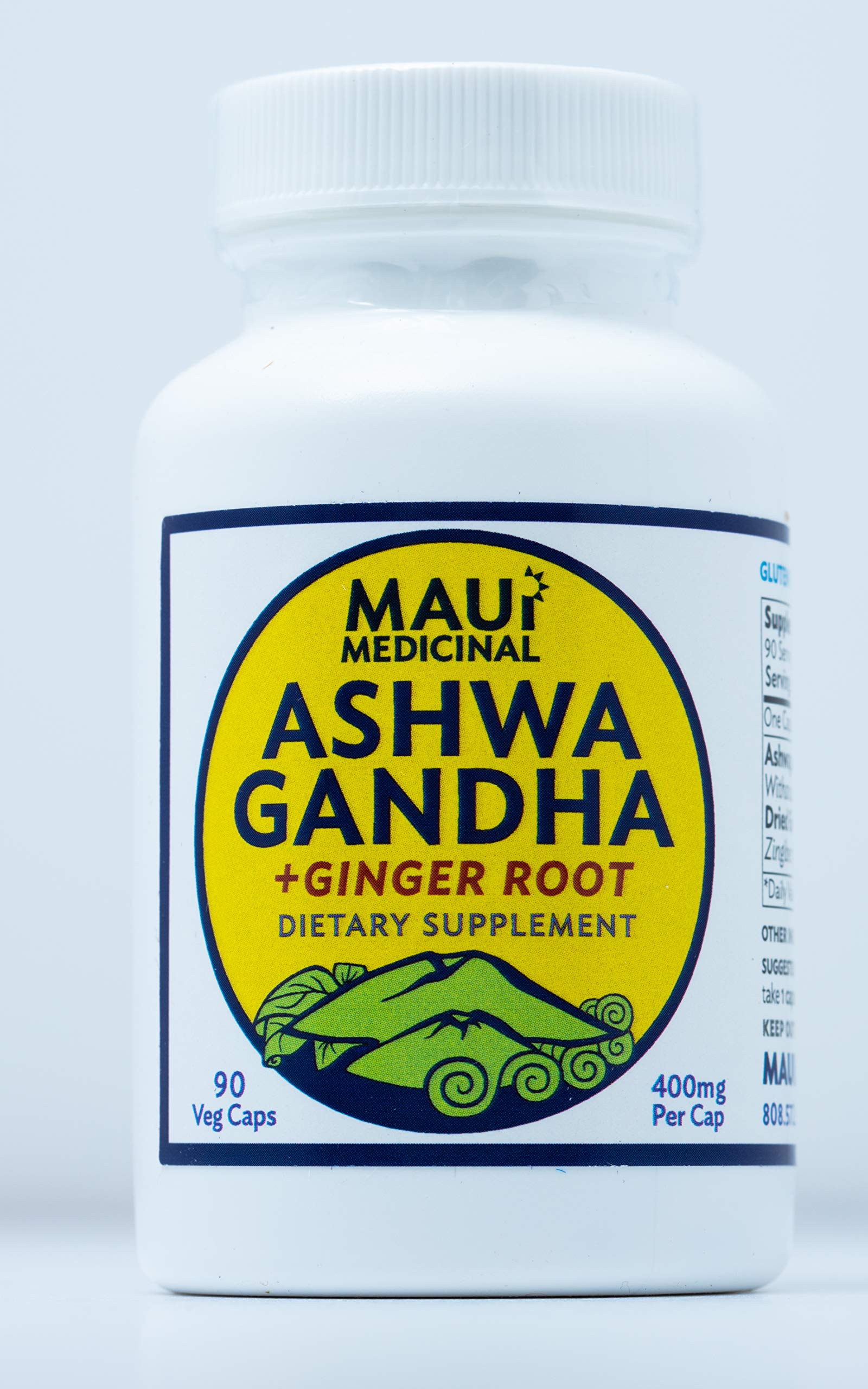 Maui Medicinal Herbs Ashwagandha Plus Ginger Capsules 60 Count