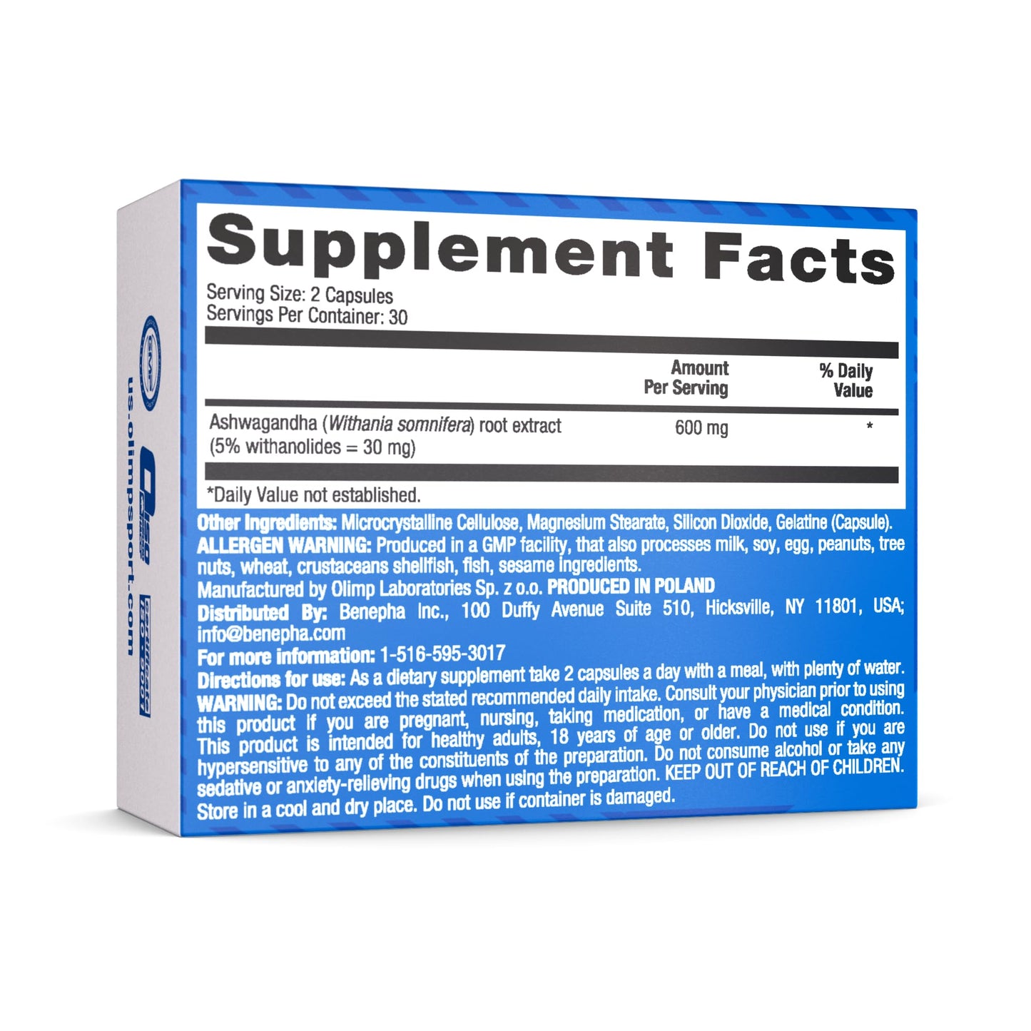 OLIMP SPORT NUTRITION Ashwagandha KSM-66 Capsules, 60 Count