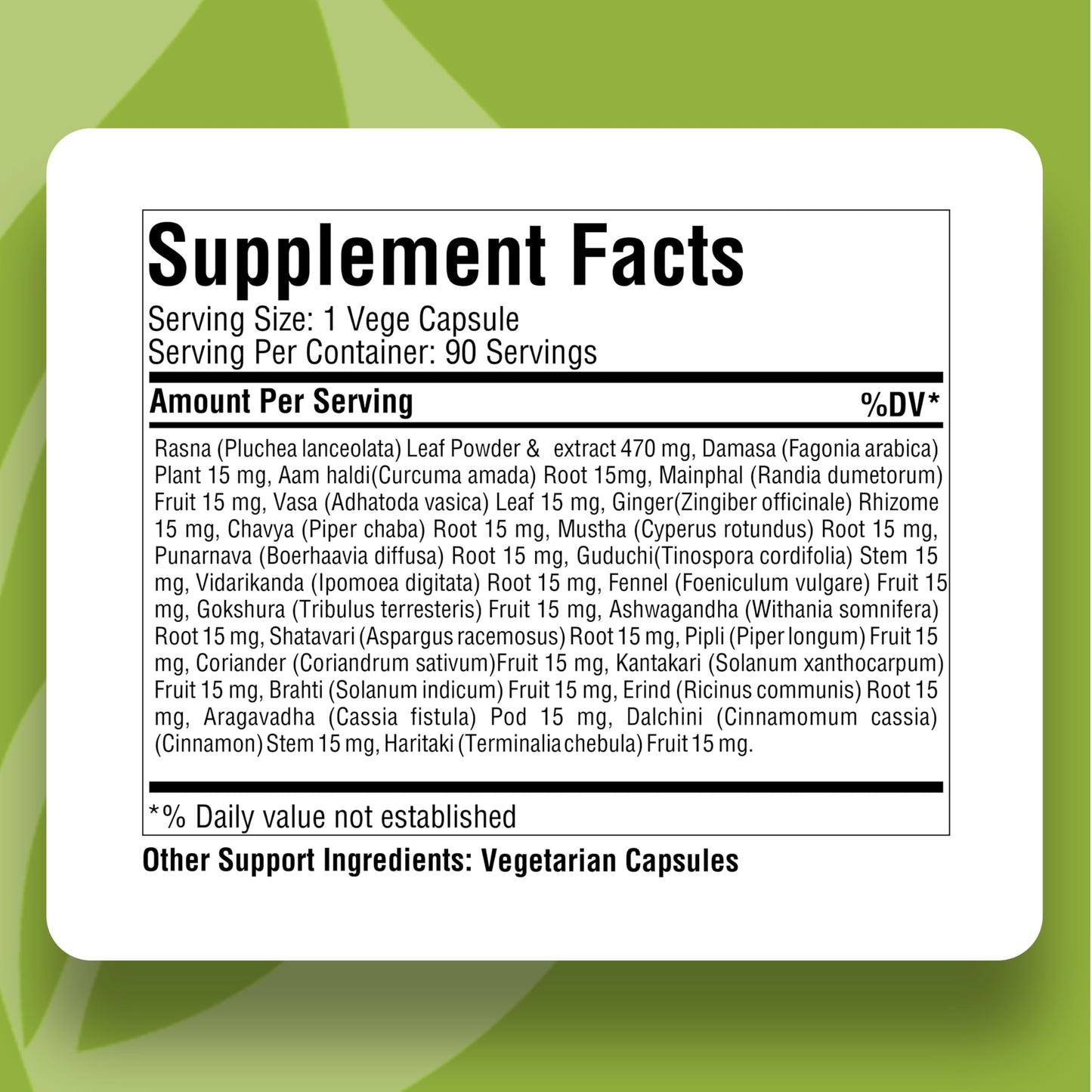 Herbsforever Maha Rasnadi Kwath Ayurvedic Herbal Supplement 90 Capsules