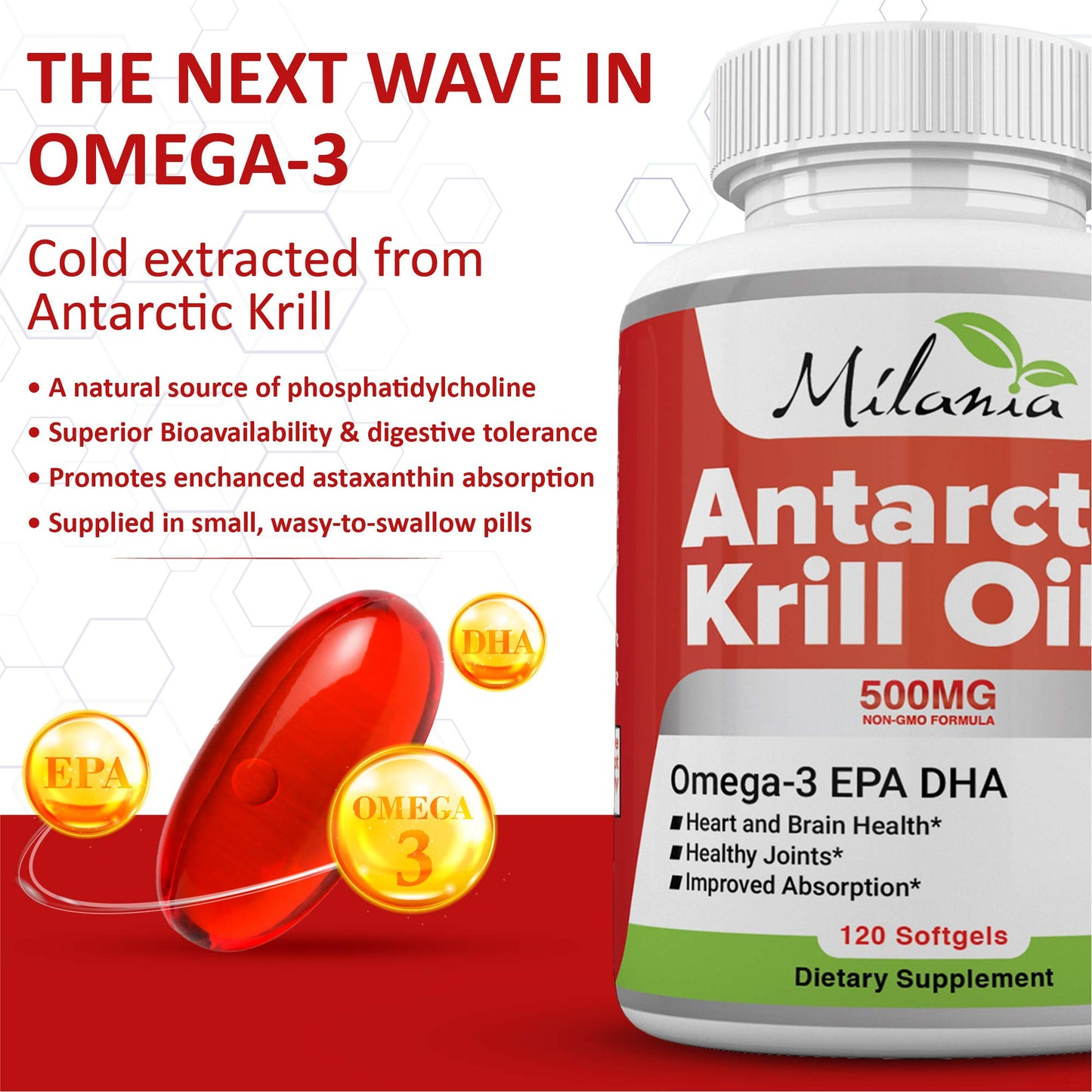 MILANIA Antarctic Krill Oil Softgels 120