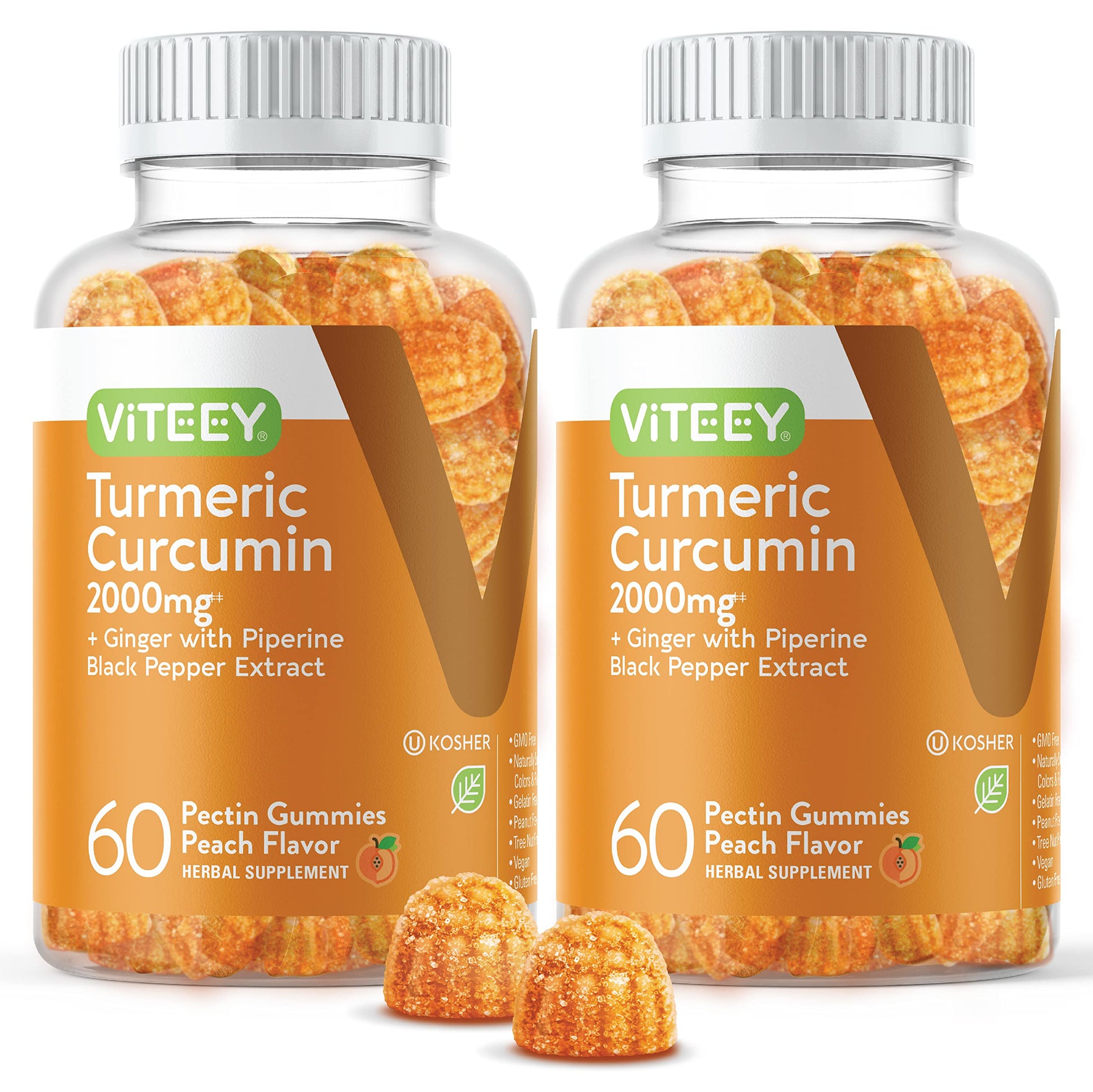 Viteey Turmeric Gummies with Turmeric Curcumin, Ginger & Black Pepper Extract Gummy 120 Count