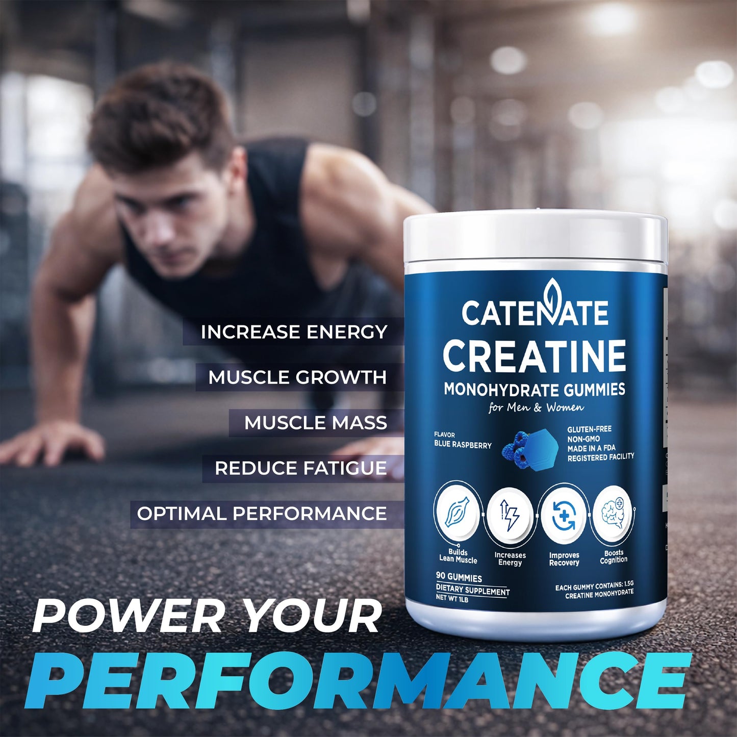 CATENATE Creatine Monohydrate Gummies, 4500mg, 90 Count
