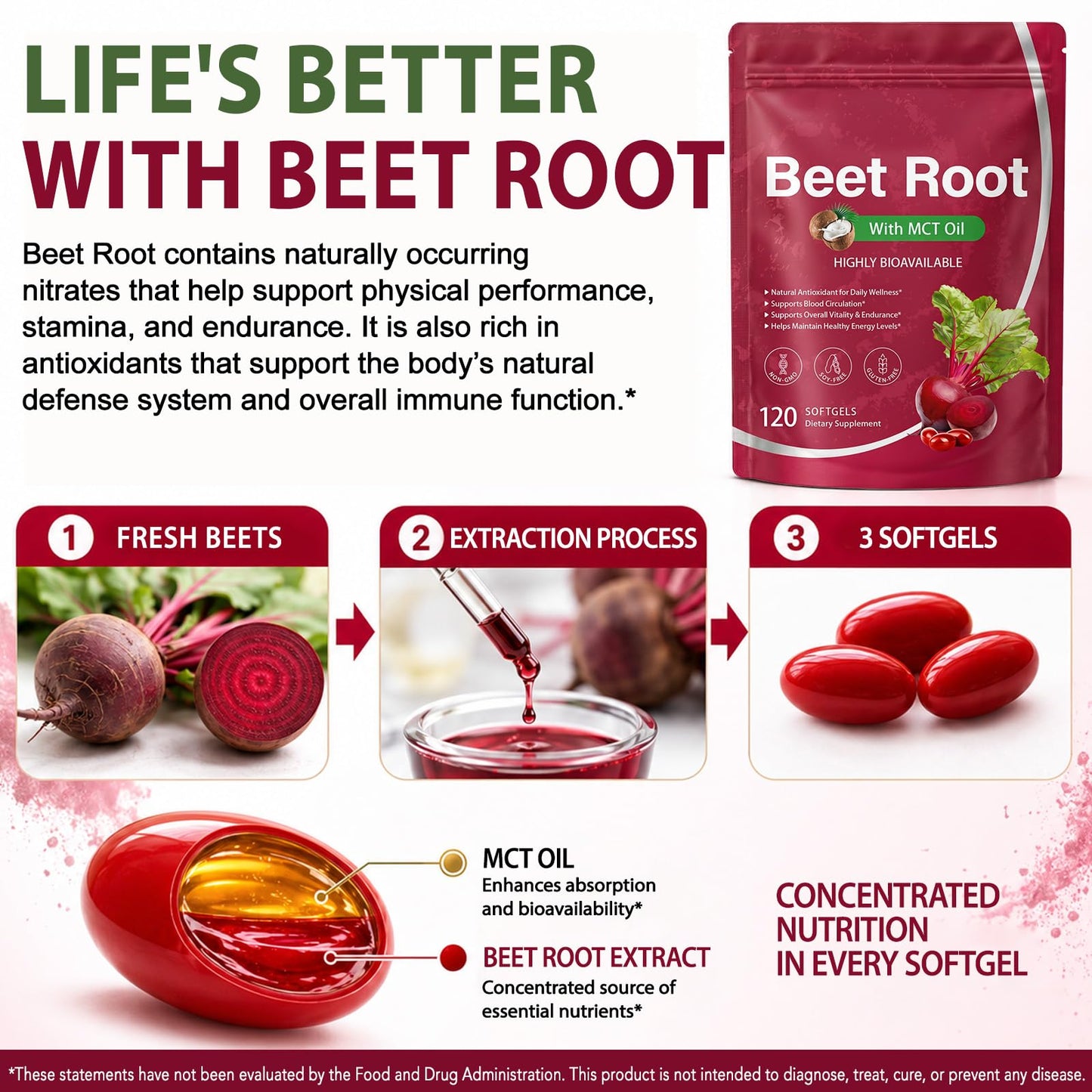 J&H Jasmine&Hyacinth Beet Root 20:1 Extract Softgels 120 Count