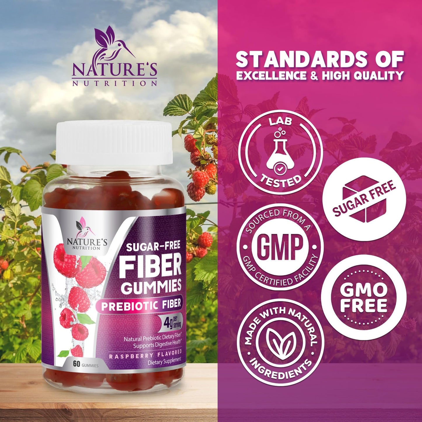 Nature's Nutrition Fiber Gummies Gummy, 60 Count
