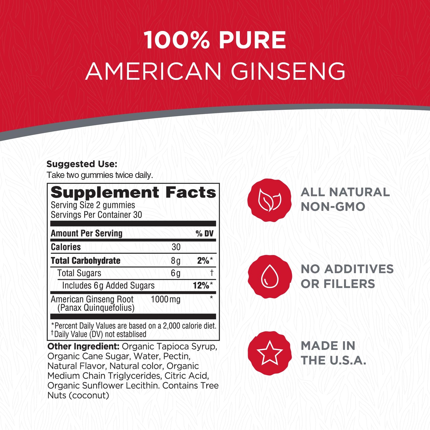 Dairyland Management LLC American Ginseng Gummies, 4-Pack, 60 Gummies per Pack