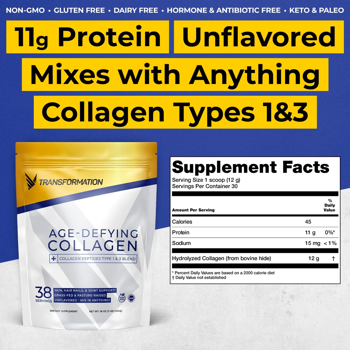 SPR BODY Transformation Grass-Fed Hydrolyzed Collagen Peptides Powder 16 oz