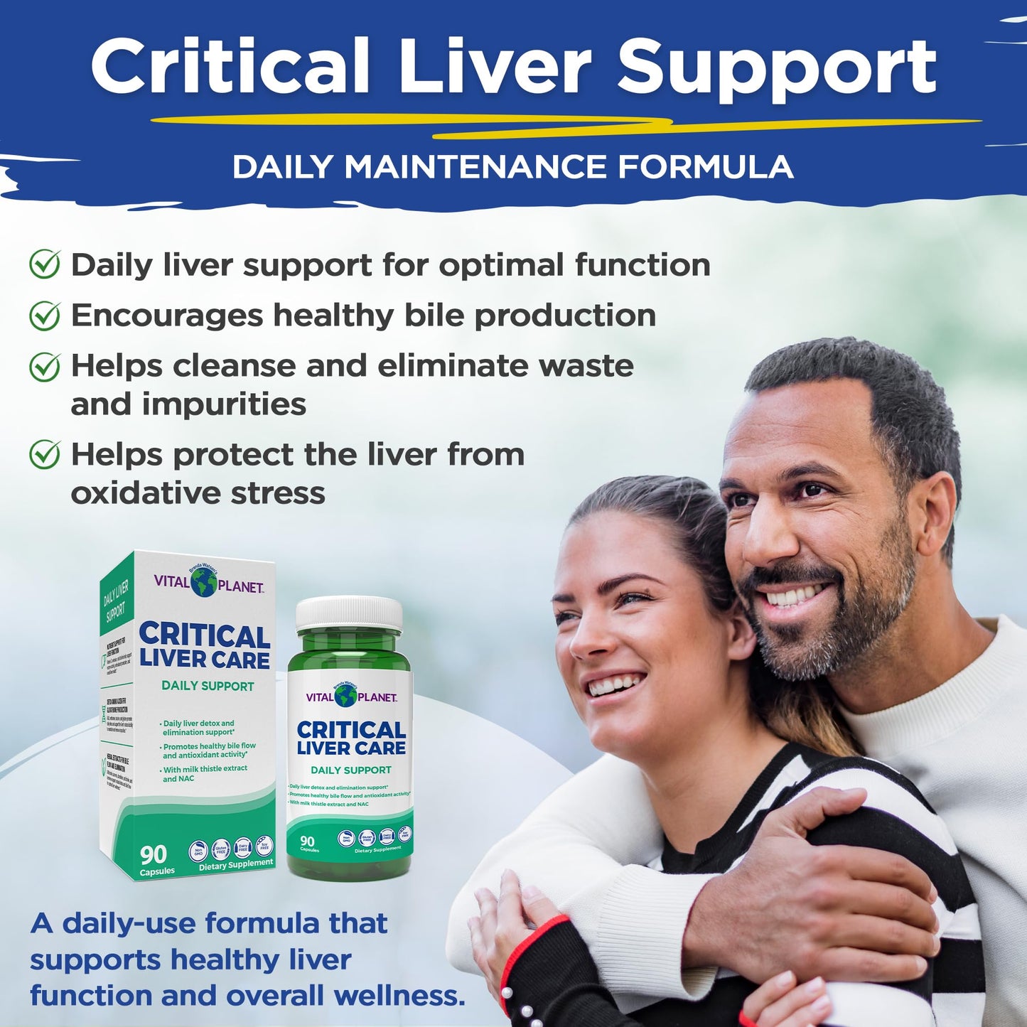 Vital Planet Critical Liver Care Liver Cleanse Detox & Repair Daily Support Capsule 90 Count