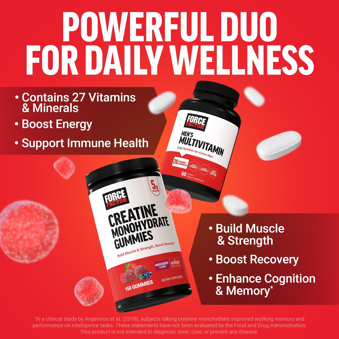 Force Factor Creatine Monohydrate Gummies, 5 Grams, 210 Count