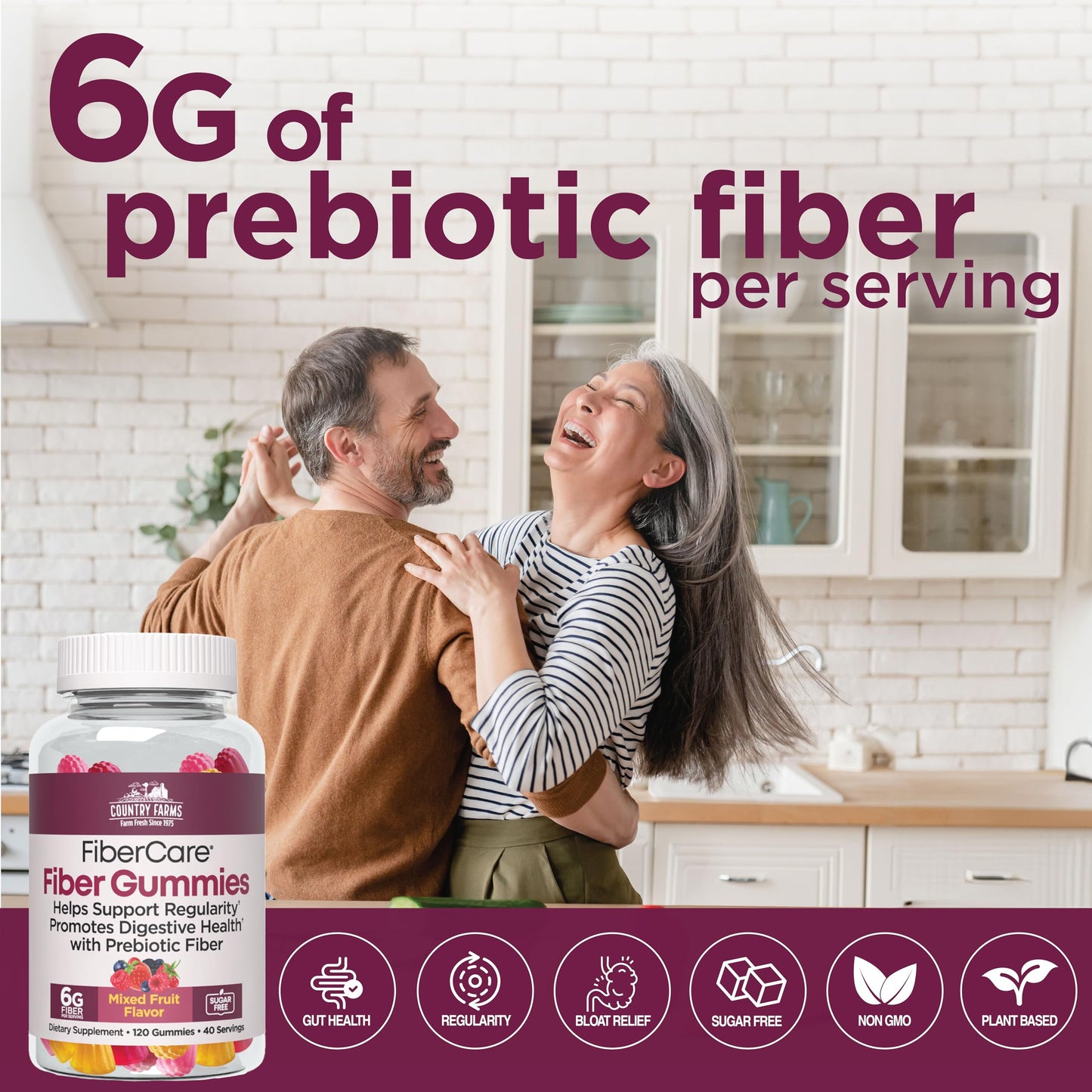 Country Farms Fiber Care Prebiotic Gummies, 240 Count