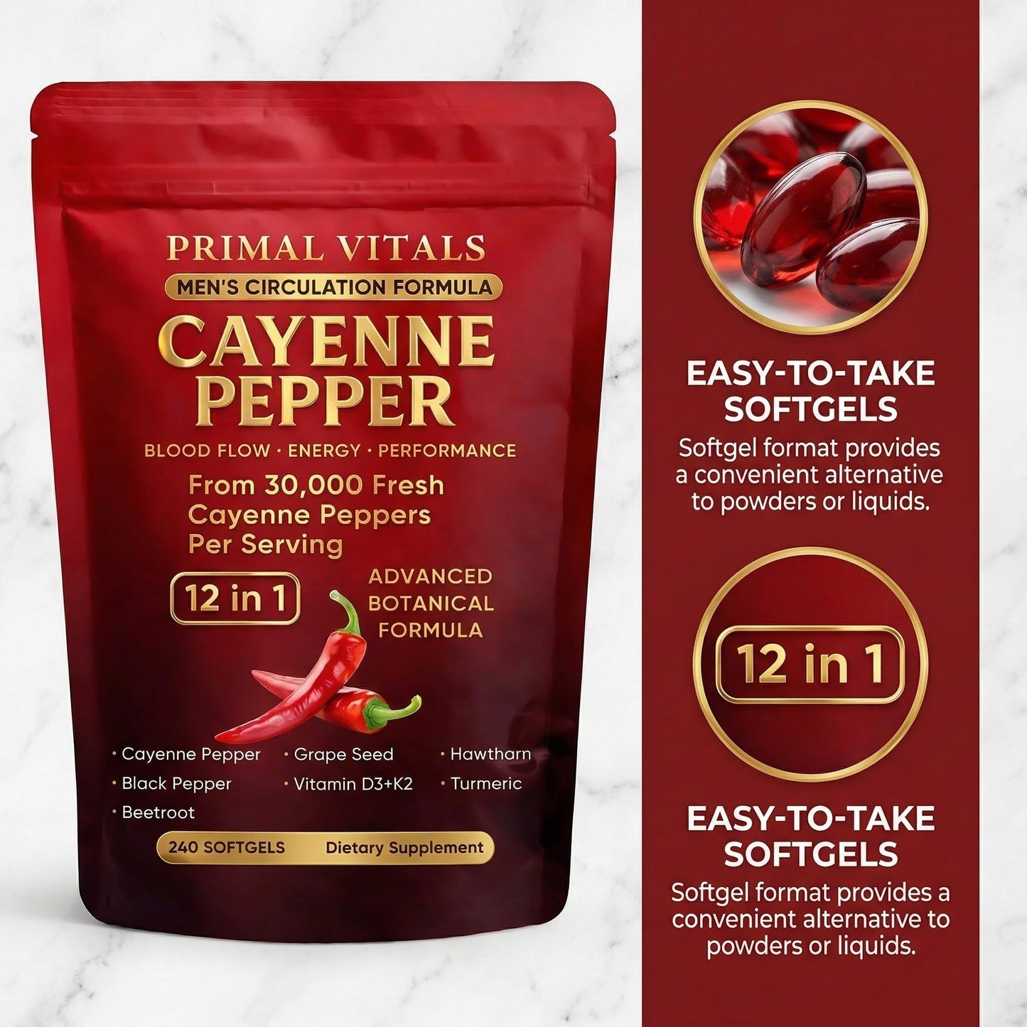 KBKTWOLT Cayenne Pepper Softgels Capsule 240