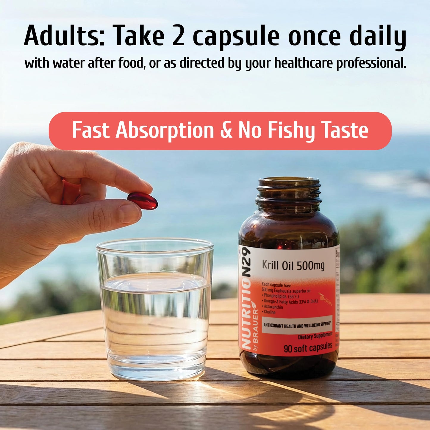 NUTRITION29 Antarctic Krill Oil 500mg Softgels 90 Count