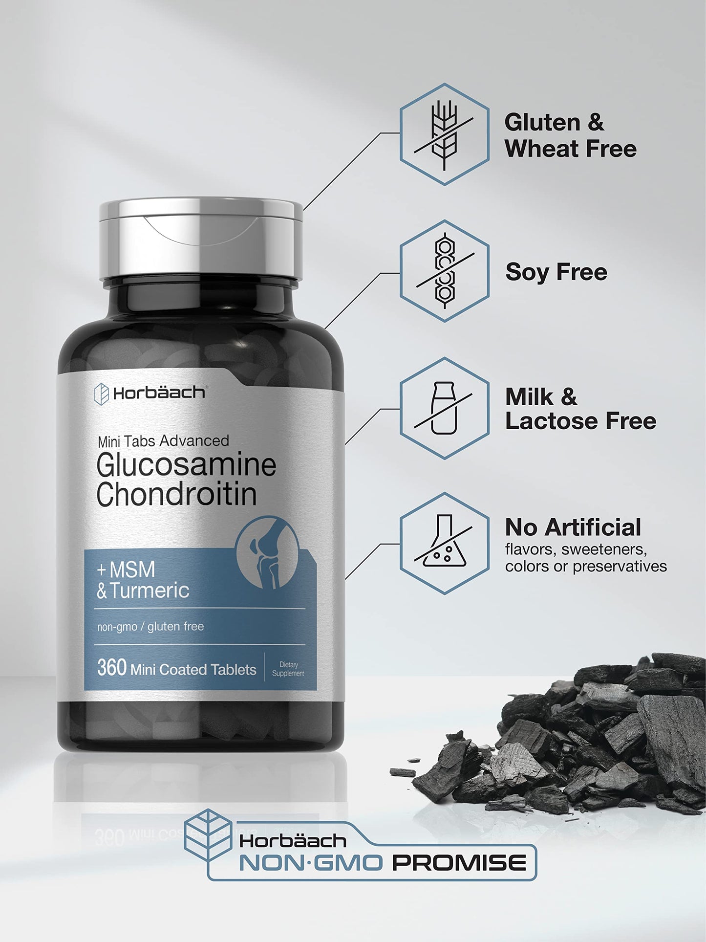 Horbäach Glucosamine Chondroitin MSM Turmeric Tablets, 360 Tablets