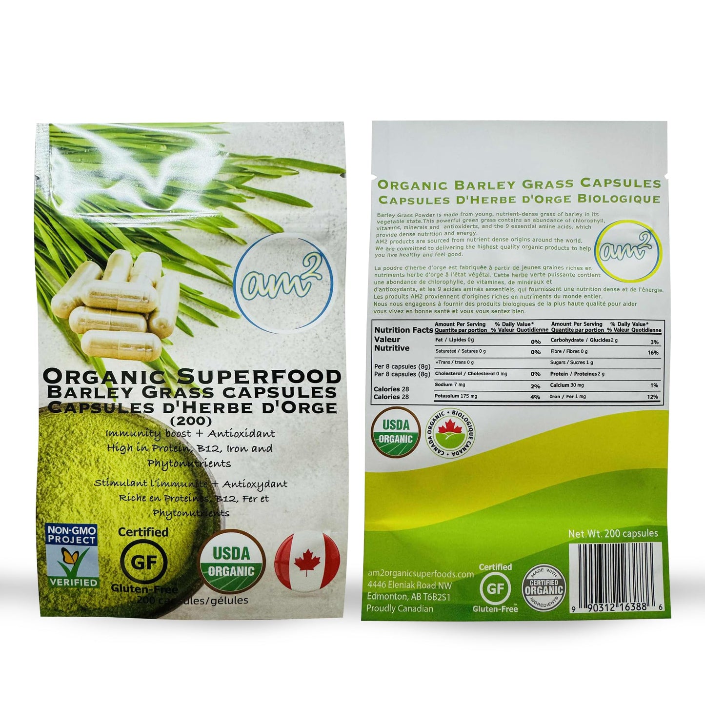 am2 Organic Barley Grass 200 Capsules