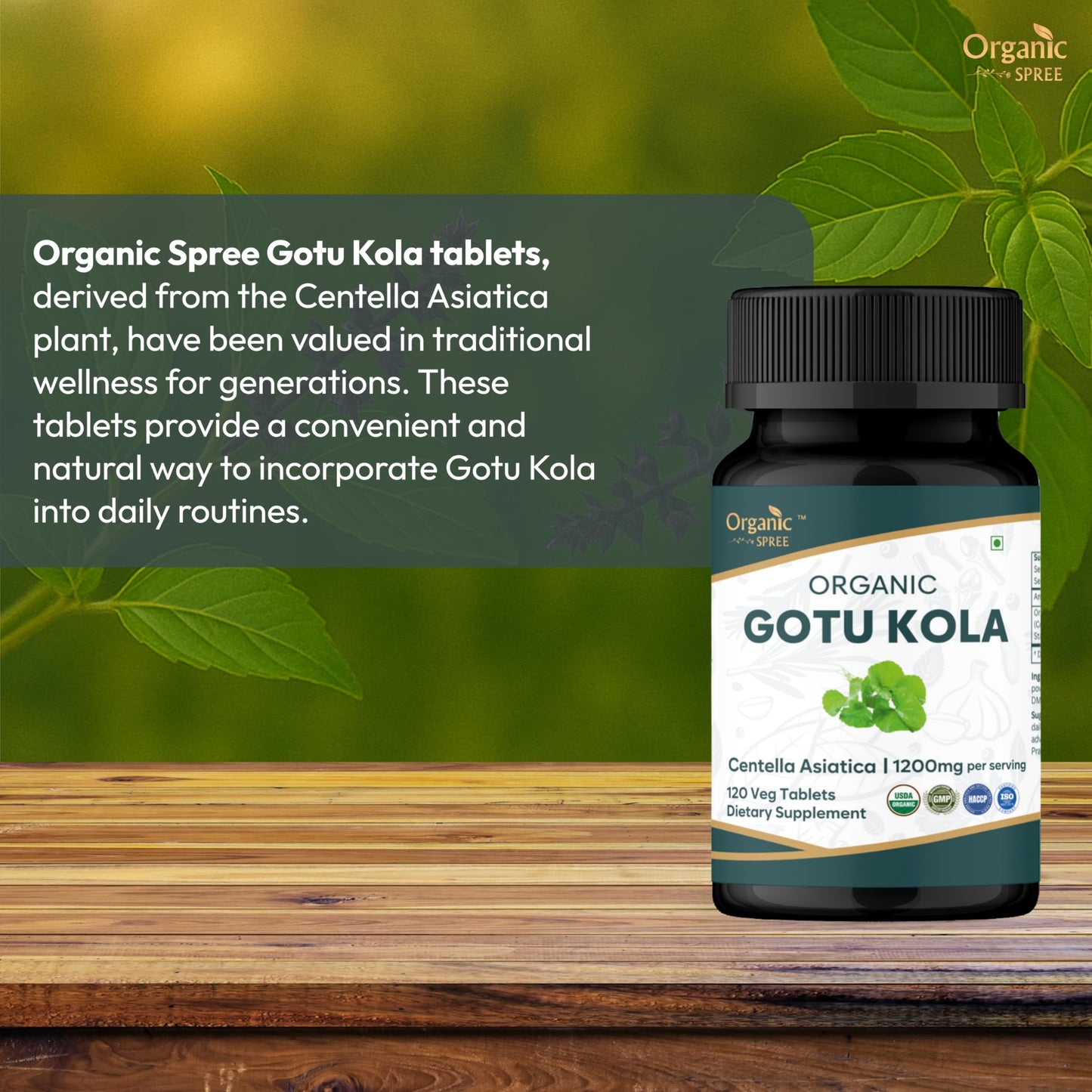ORGANIC SPREE Gotu Kola Tablets, 120 Tablets