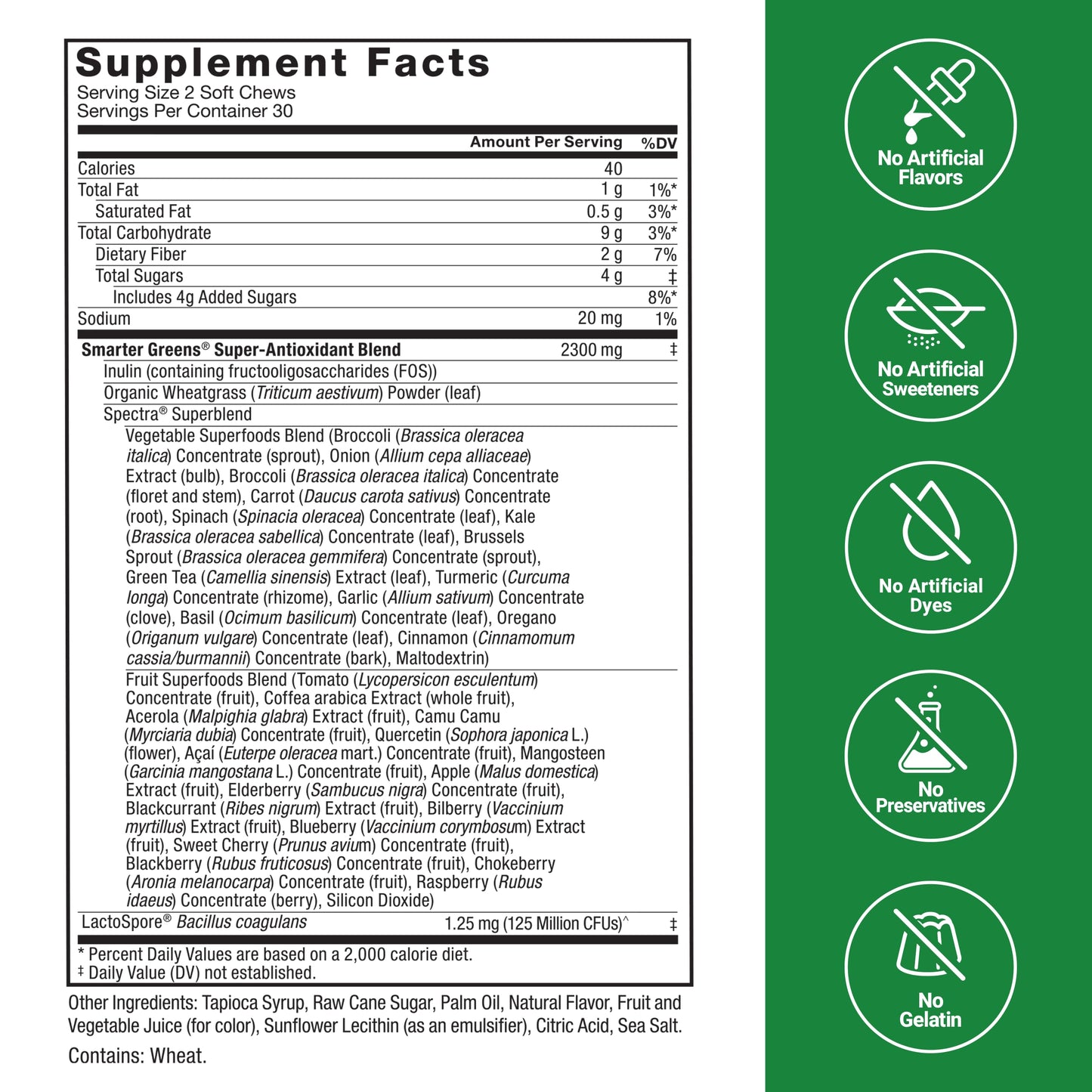 Force Factor Smarter Greens Superfood Chews Chewable 180 Chews