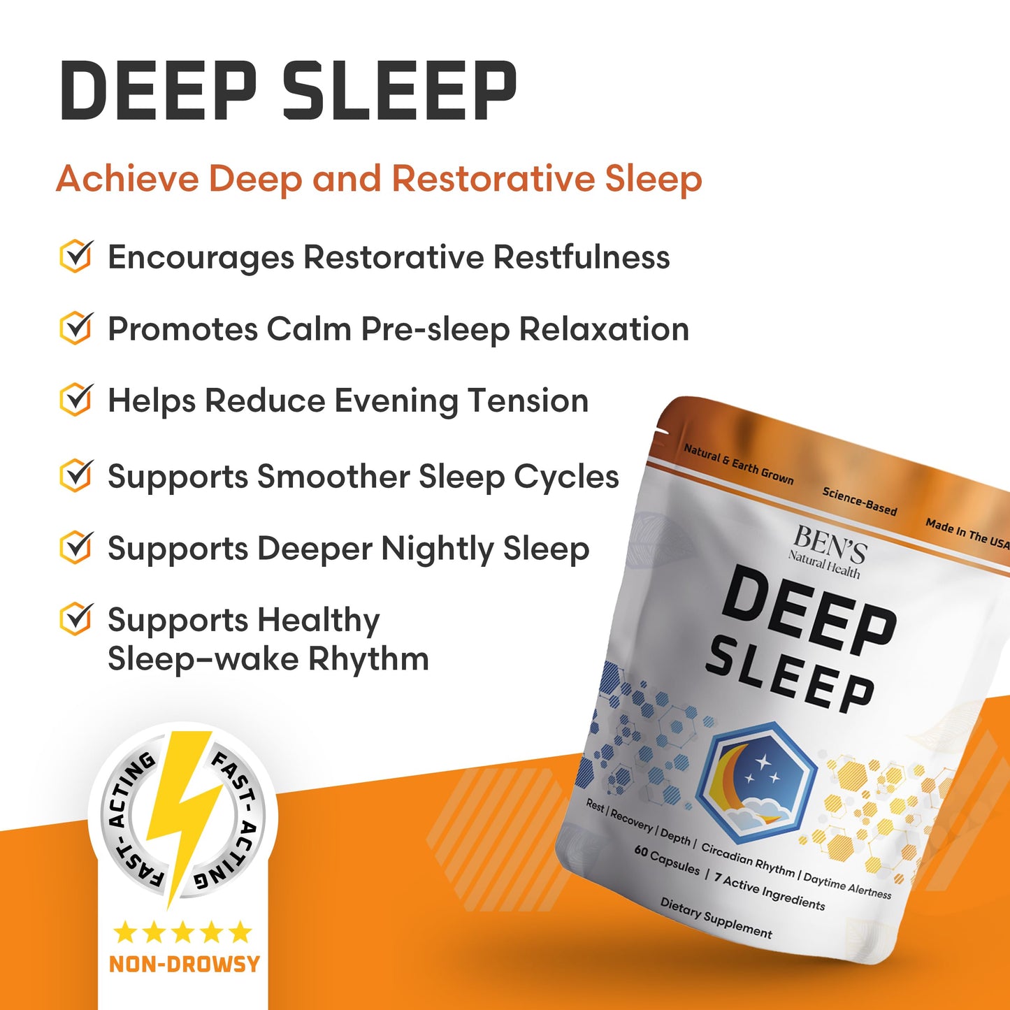 Ben's Natural Health Deep Sleep Support Supplement Capsules, 180 Capsules