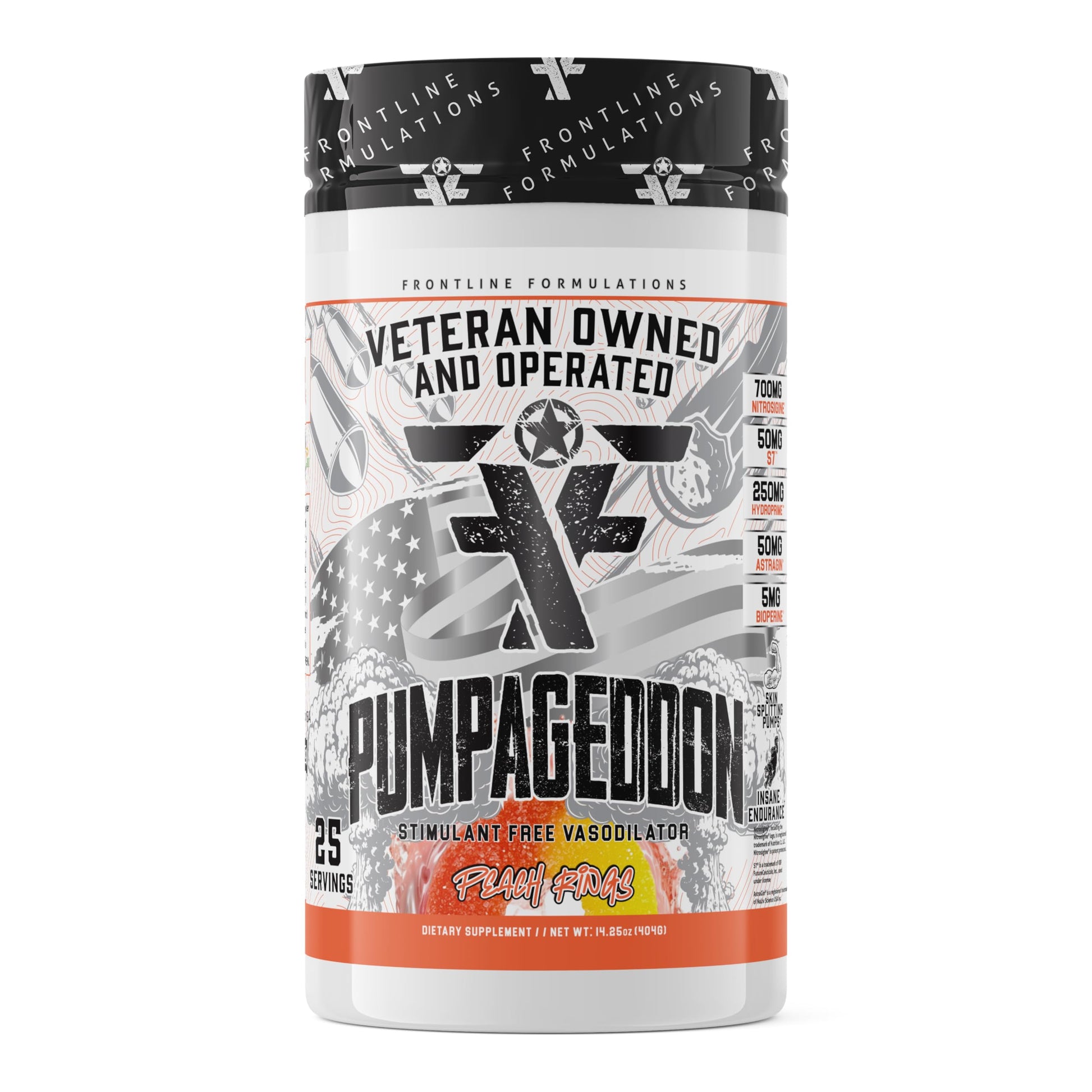 FRONTLINE FORMULATIONS Pumpageddon Non Stim Pre Workout Peach Rings Powder 14