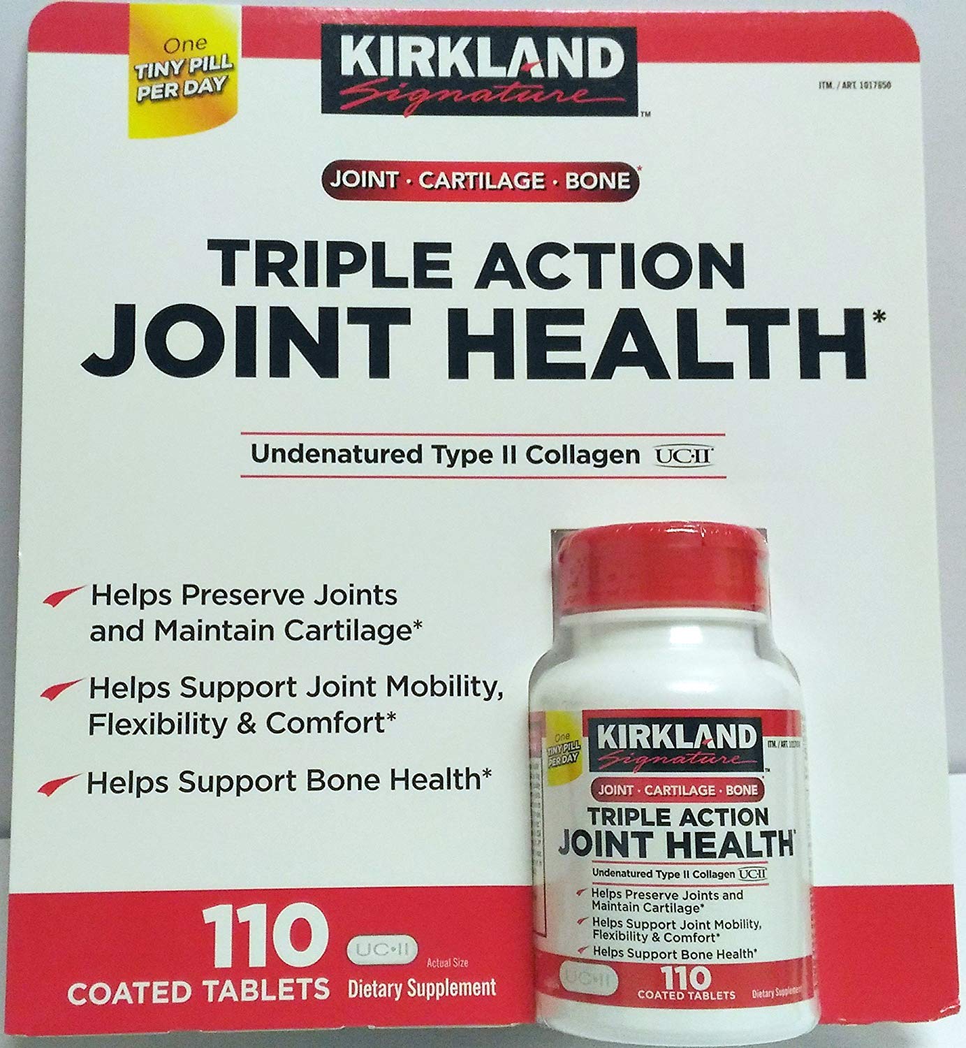 KIRKLAND Triple Action Joint Health Type II Collagen, Boron and HA Softgel 110 Count