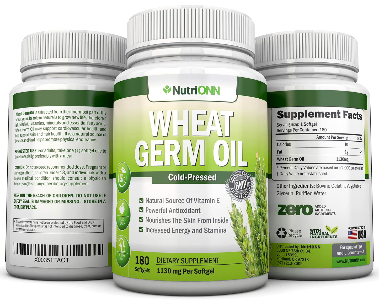 NutriONN Wheat Germ Oil Softgels 180