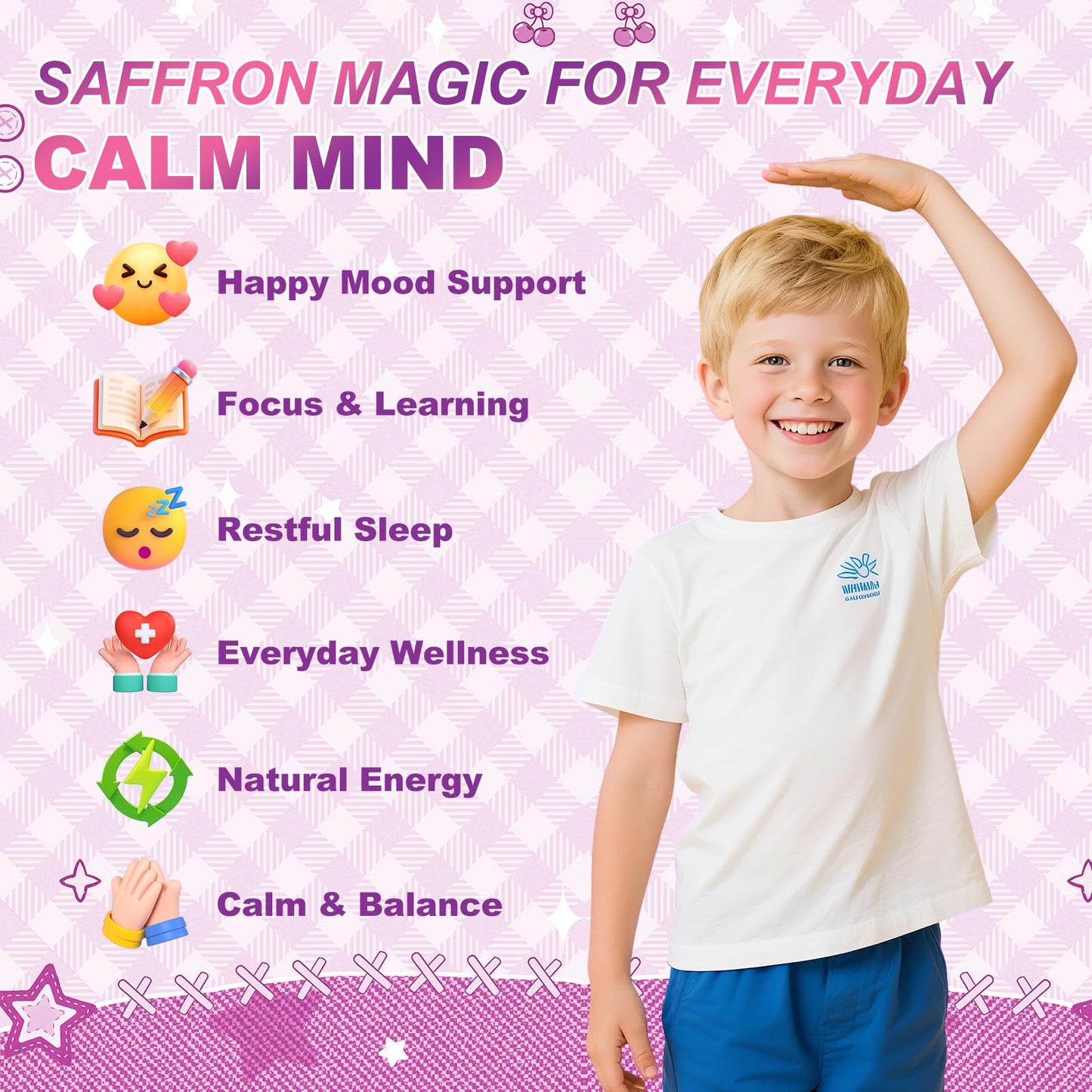 BUTTERFLY'S TEAR Saffron Gummies for Kids & Adults, 12-in-1 Saffron Supplements with 90mg Saffron Extract, Vitamin C, B6, Magnesium for Calm, Focus, Nerve, Sugar Free, Vegan, Non-GMO - Mixed Berry Flavor 60 Gummies