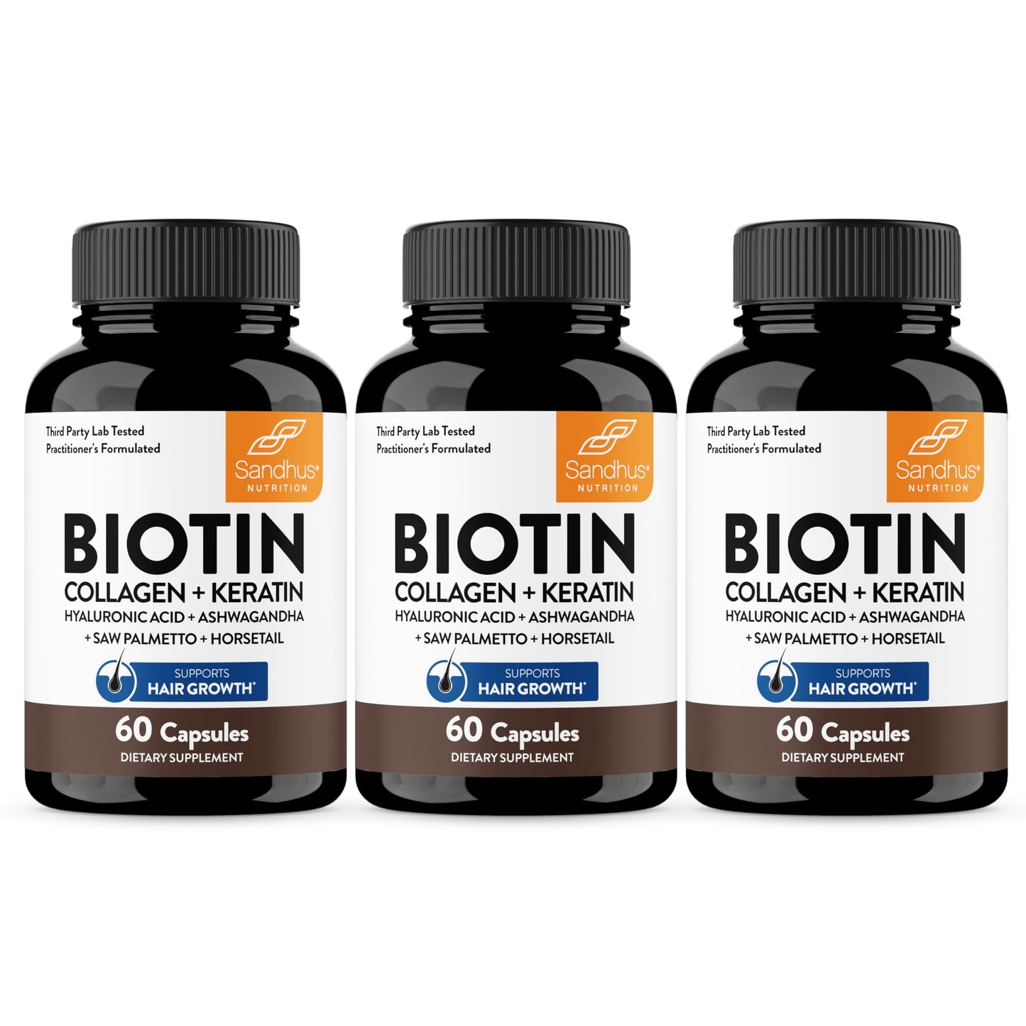 Sandhu's Biotin, Collagen & Keratin Complex Hair Vitamins, 180 Capsules