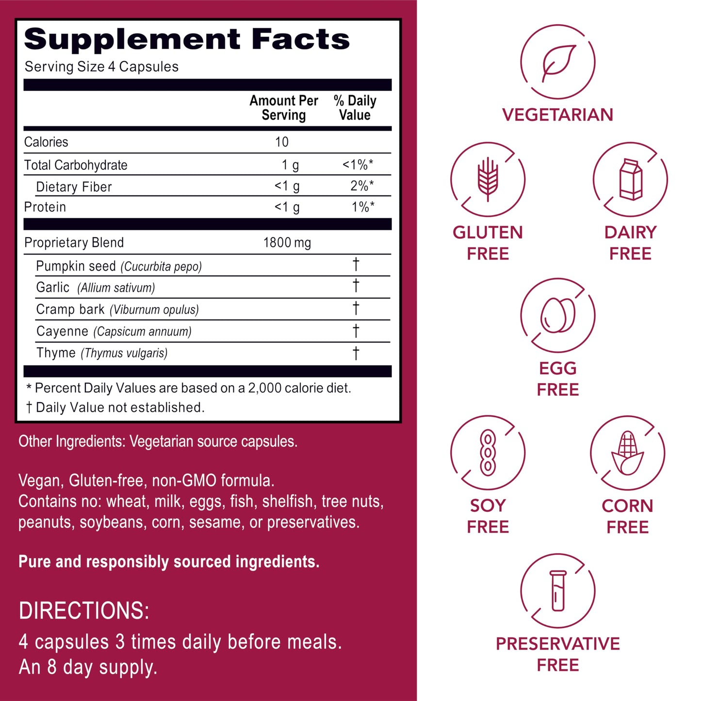 Kroeger Herb Products Rascal Cleansing Detox Gut Health with Garlic Cayenne Pumpkin Seeds Vegetarian Non-GMO Gluten Free No Preservatives Healthy Microbial Balance Made in USA Capsules 100 Count