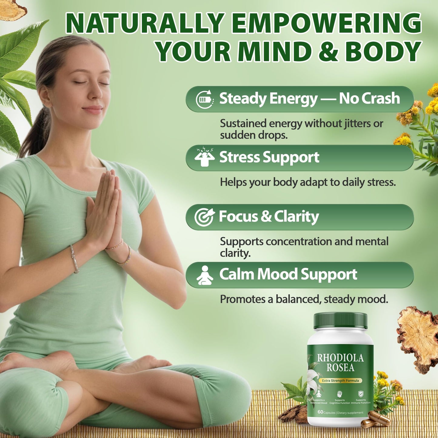 Purpleaf Rhodiola Rosea Extract 500mg Capsule, 60 Capsules