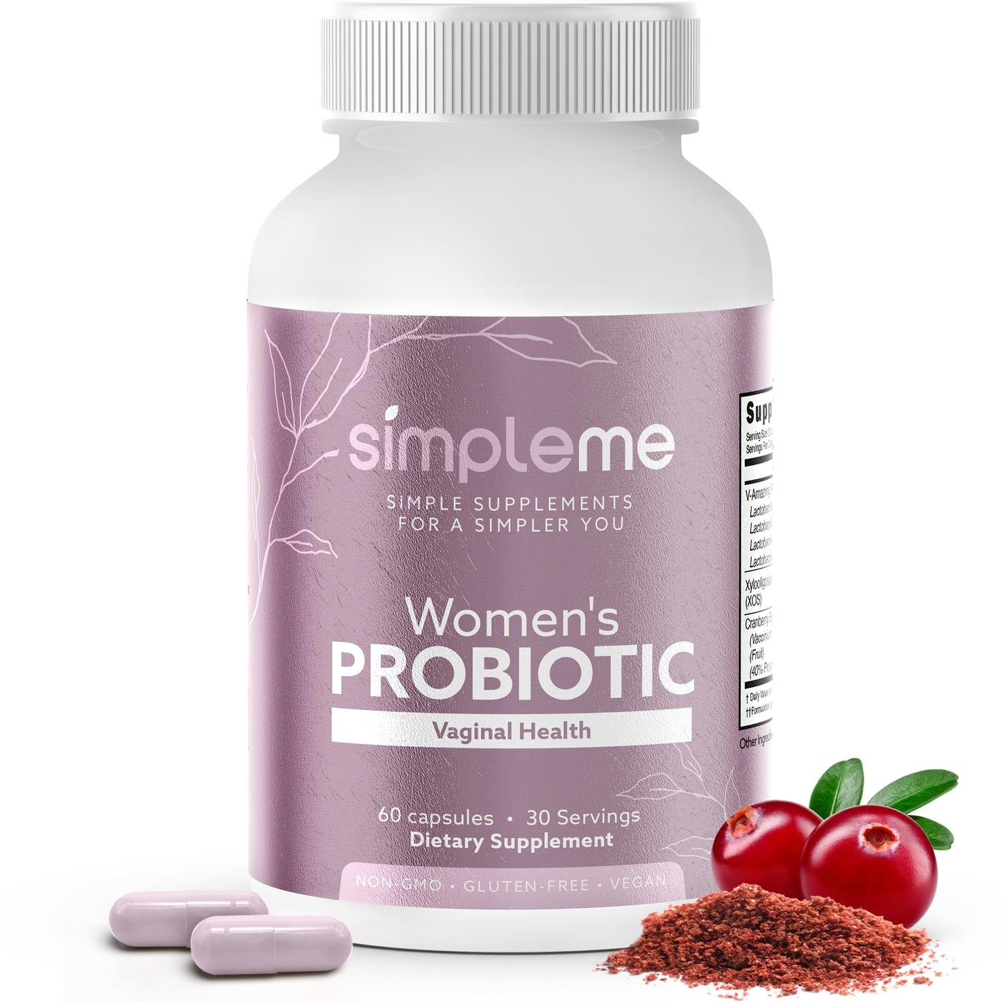 SIMPLEME Womens Probiotics with Prebiotics & Cranberry 60 Capsules