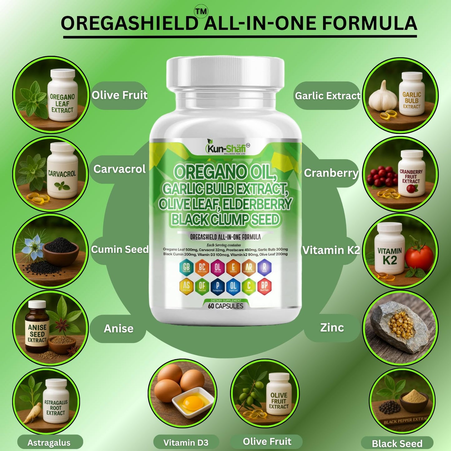 Kun Shafi Oregano Oil Complex Capsule 60 Count